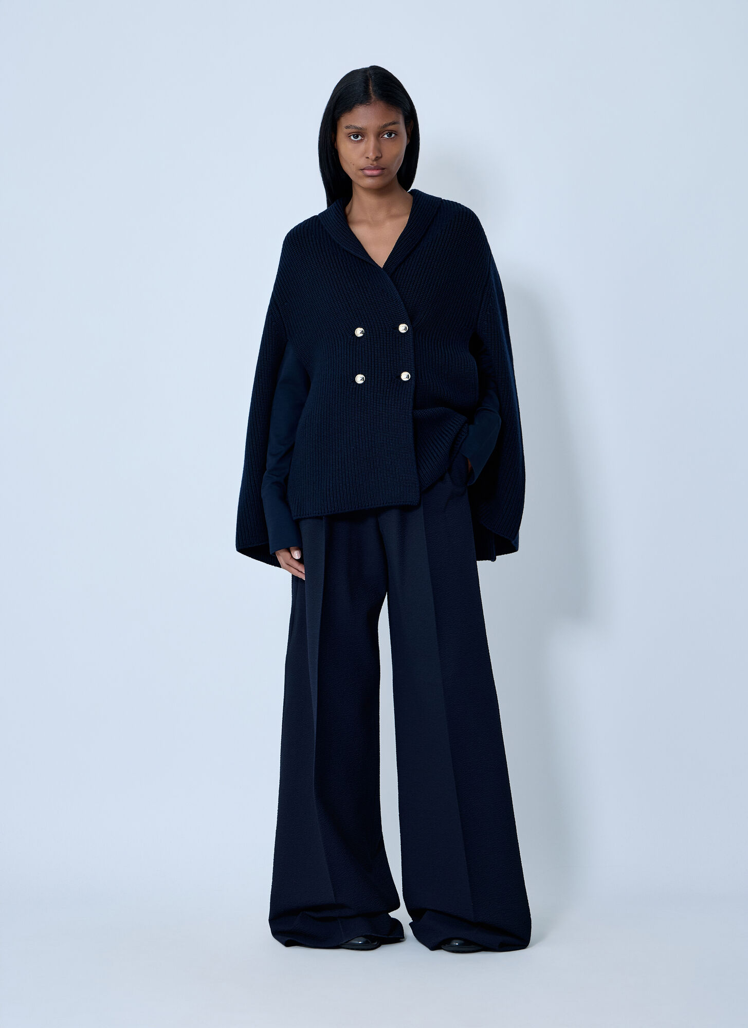  Max Mara Max Mara Knitted Cape - Frau Mäntel Blue M 