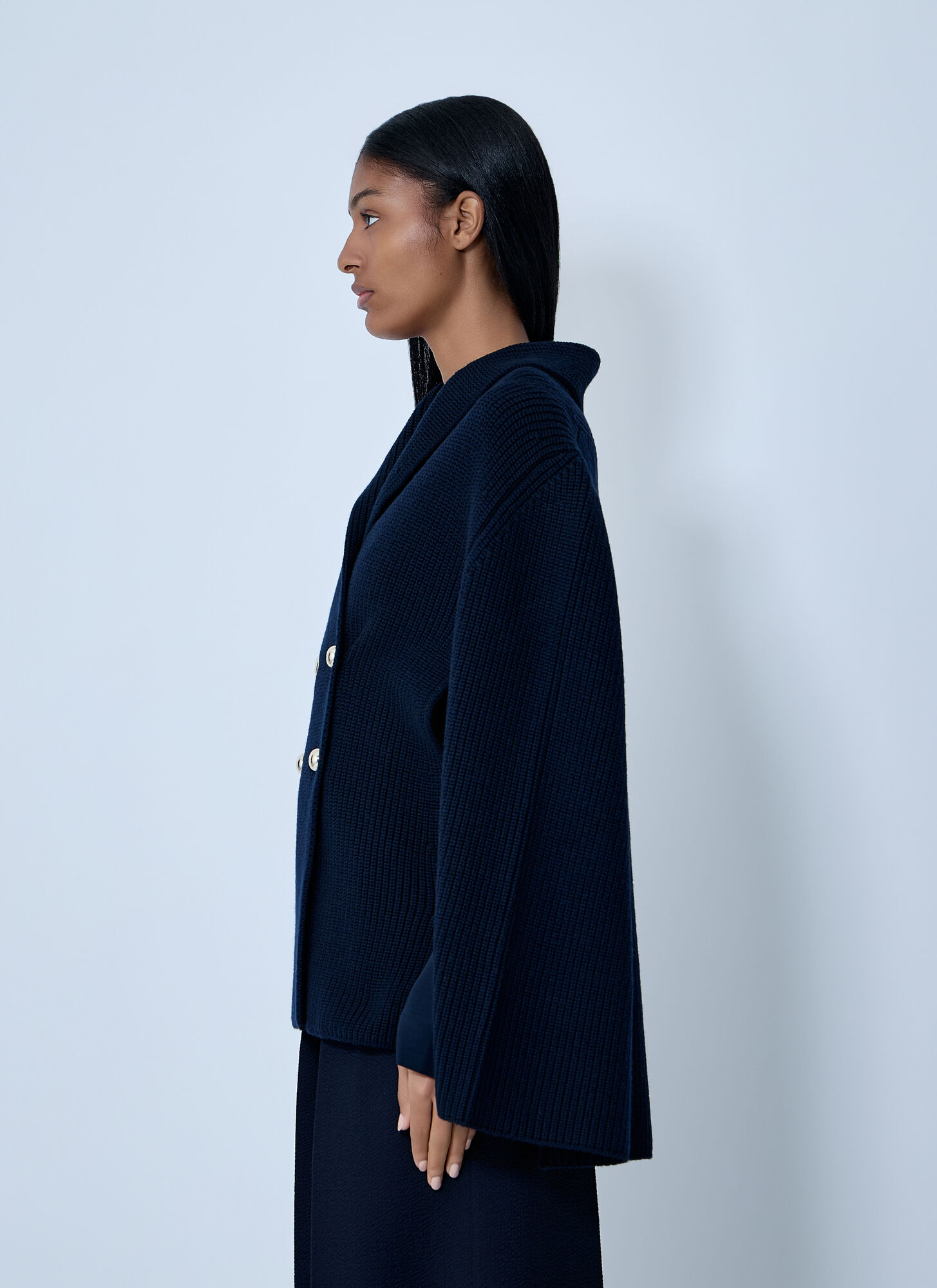  Max Mara Max Mara Knitted Cape - Frau Mäntel Blue M 