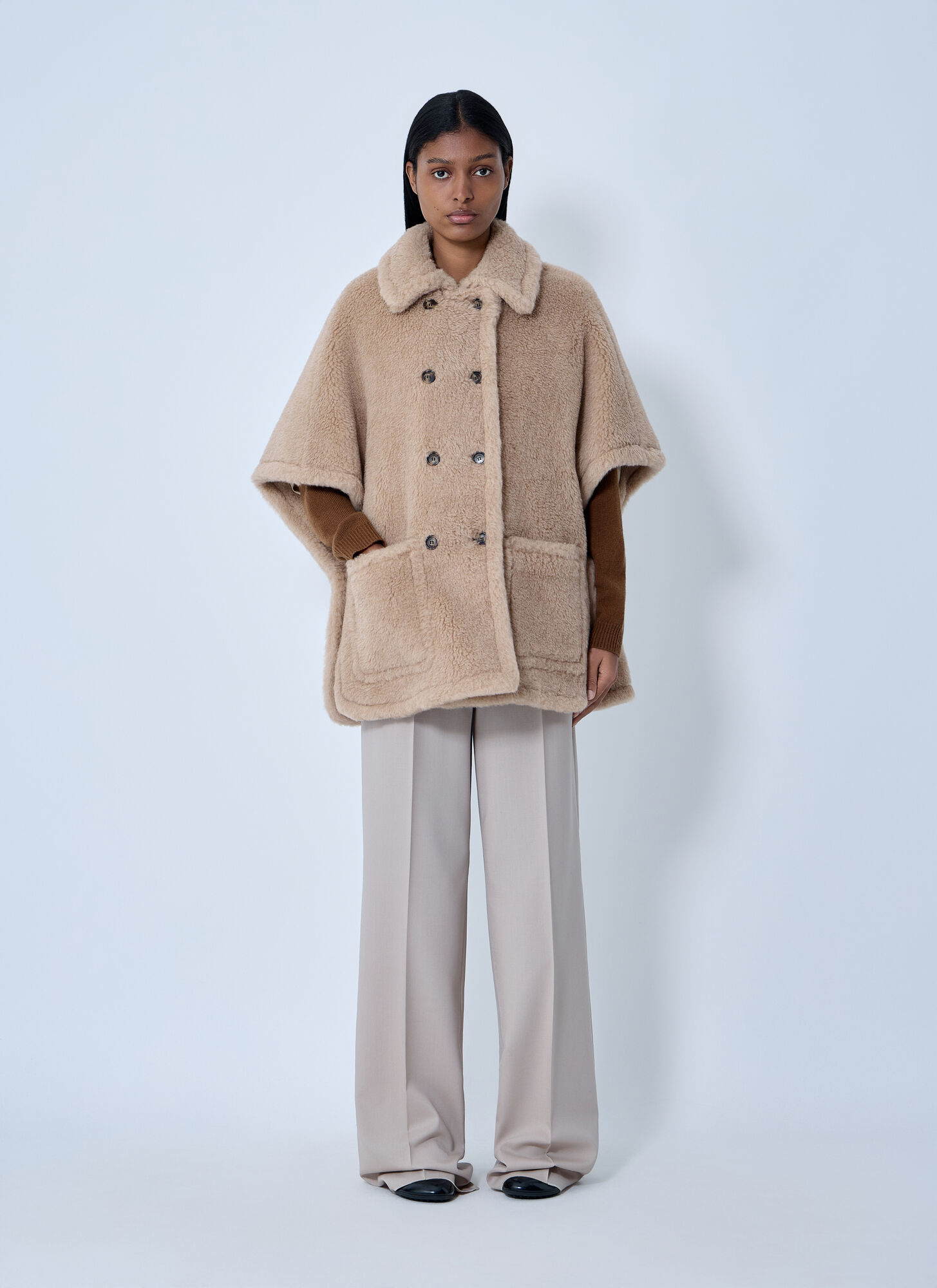  Max Mara Max Mara Shearling Cape - Frau Mäntel Beige One Size 