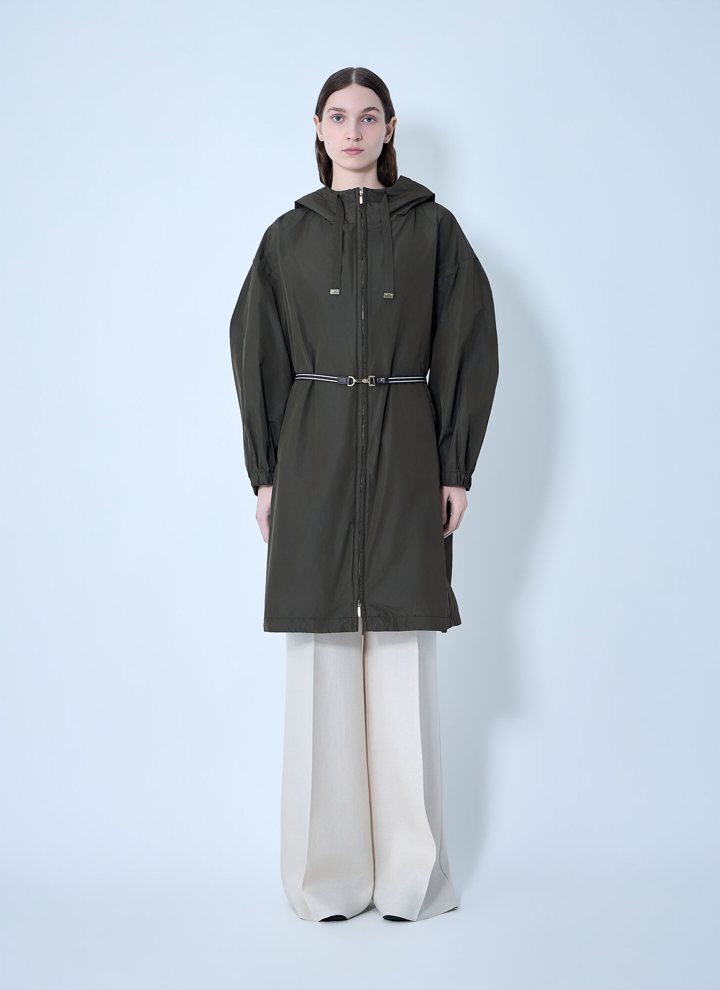 Max Mara Belted Hooded Coat - Woman Coats Green It - 44　Max Mara ベルト付きフード付きコート - 女性コート グリーン It - 44 Max