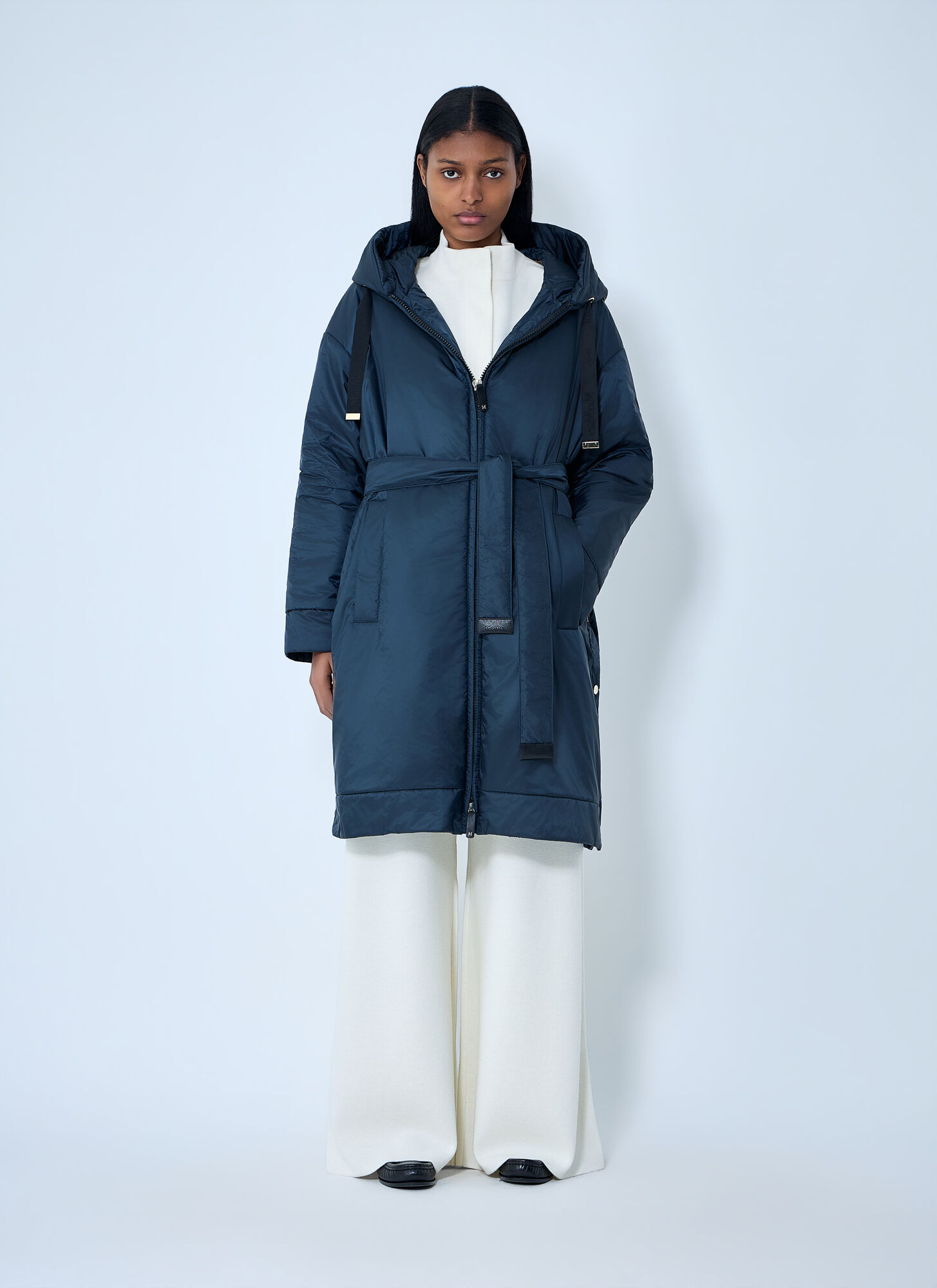  Max Mara Max Mara Hooded Quilted Coat With Belt - Frau Mäntel Blue It - 38 