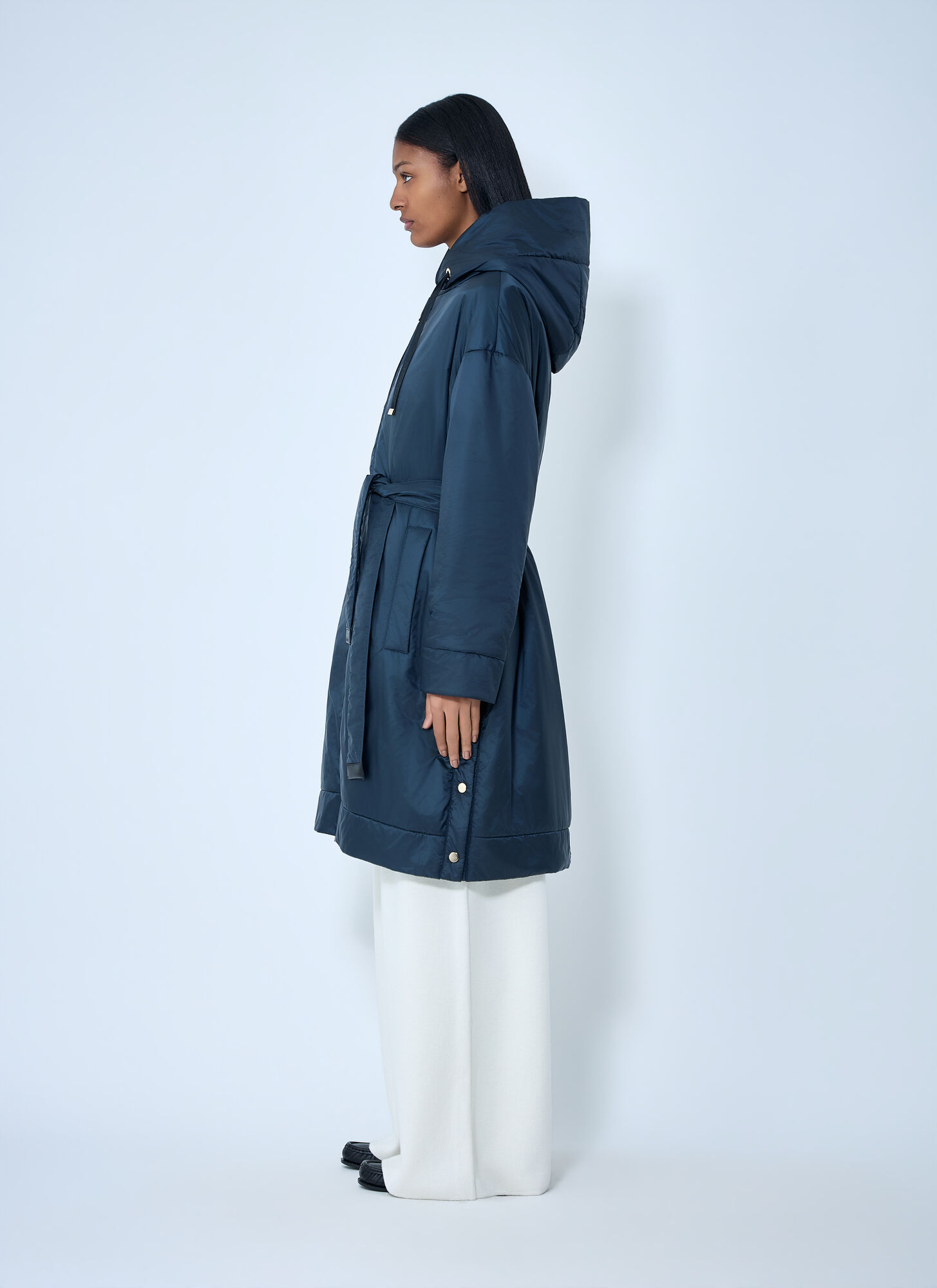  Max Mara Max Mara Hooded Quilted Coat With Belt - Frau Mäntel Blue It - 38 