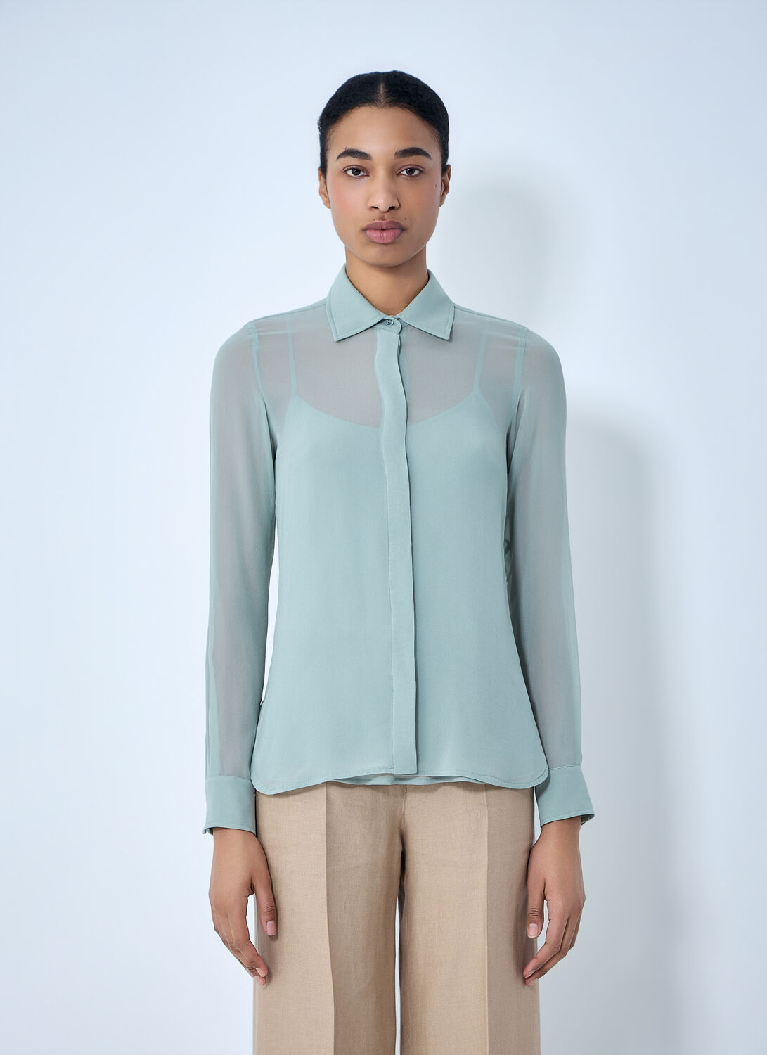 Max Mara Sheer Button-down Blouse - Woman Shirts Green It - 40
