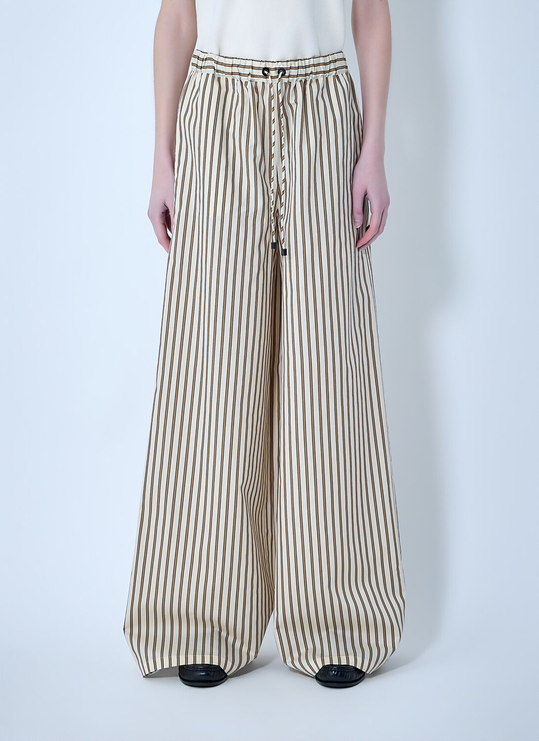 Max Mara Wide-leg Drawstring Trousers - Woman Pants Beige It - 38