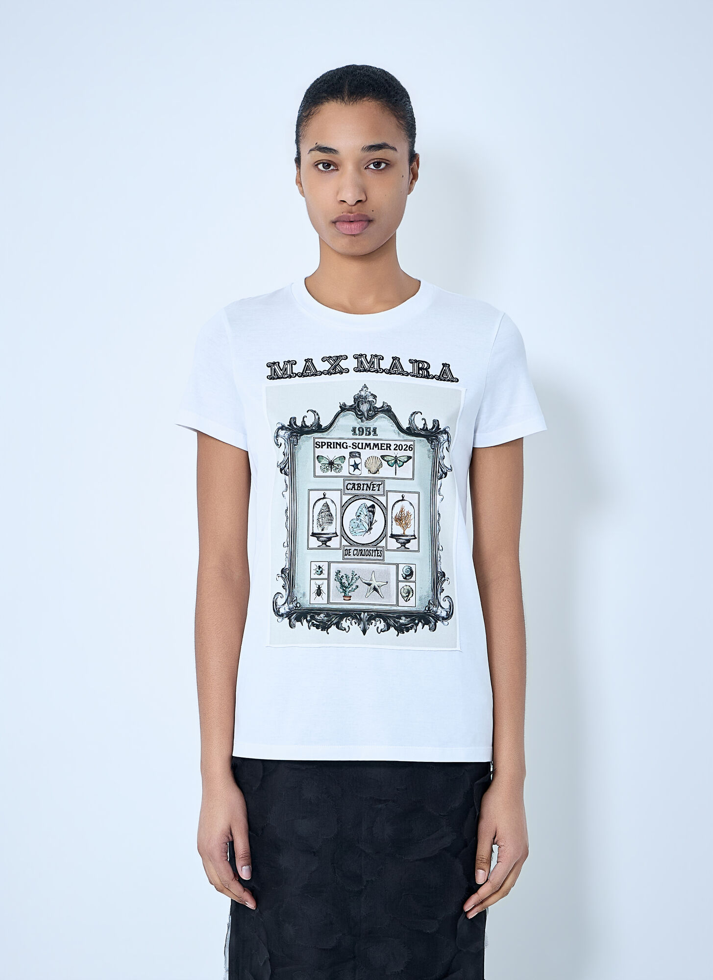 Max Mara Women's White Graphic Print Cotton T-Shirt - Woman T-Shirts L