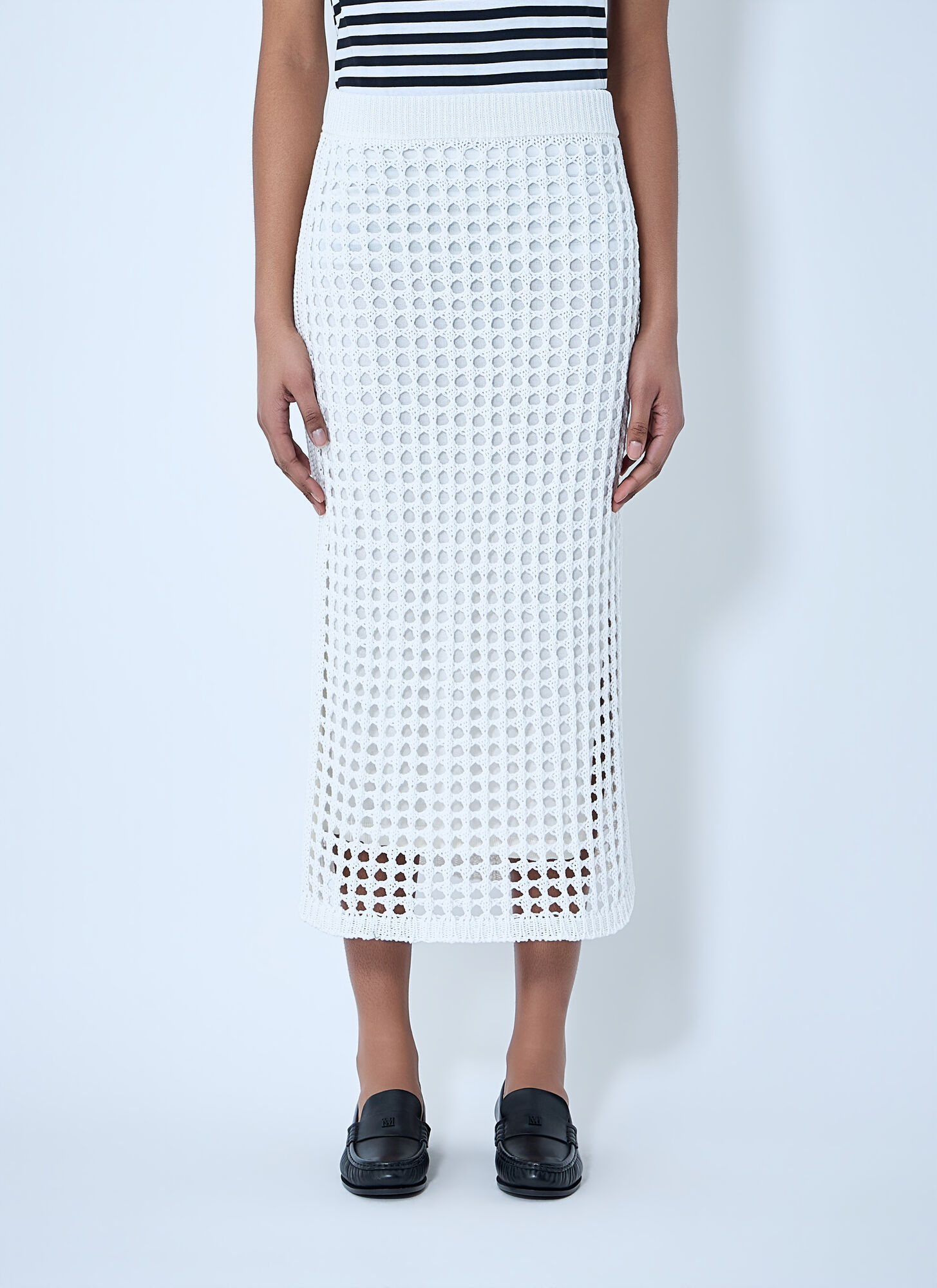 Max Mara Women's White Crochet Midi Skirt - Woman Skirts M