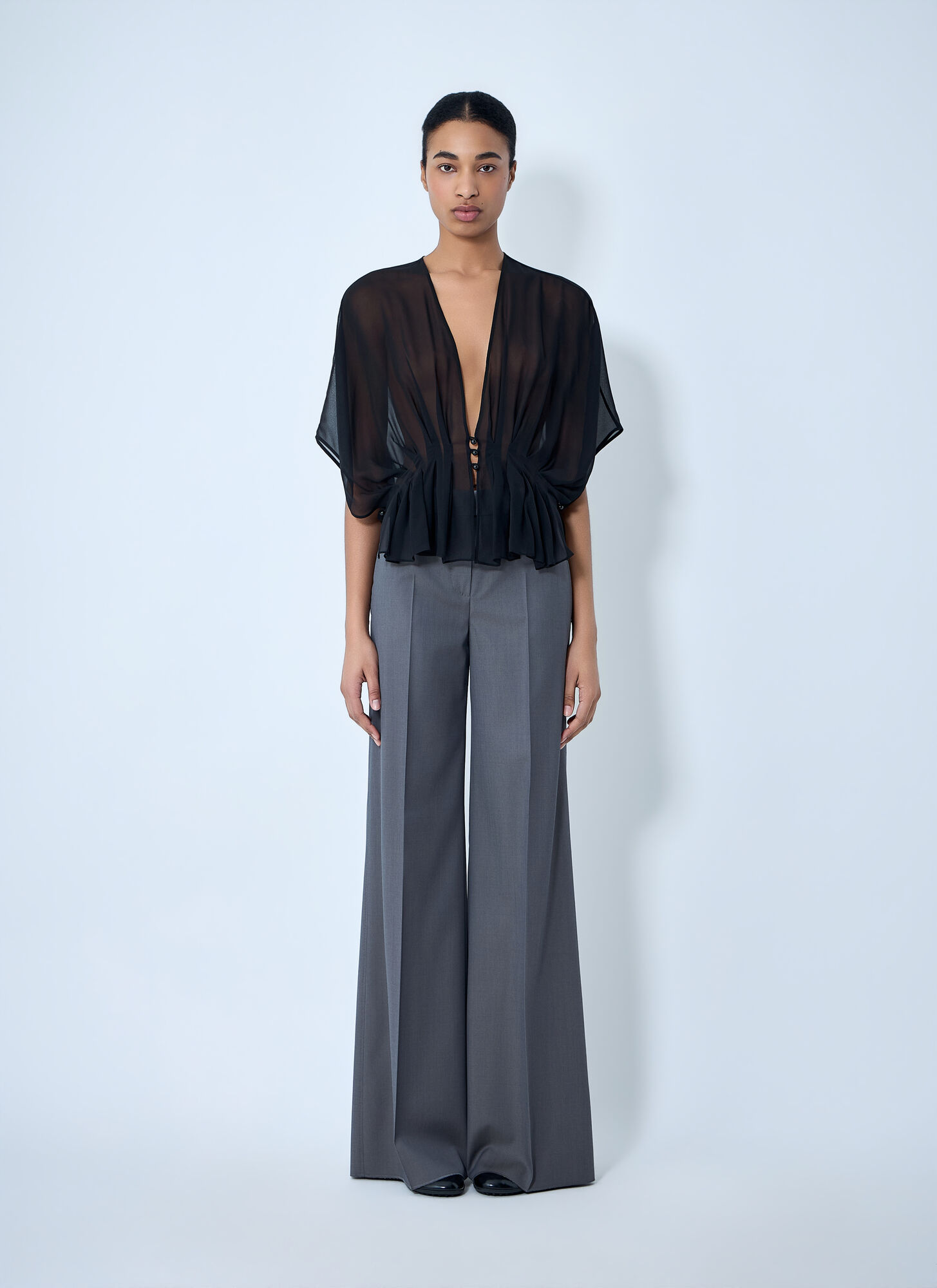  Max Mara Max Mara Sheer Button-front Blouse - Frau Tops Black S 