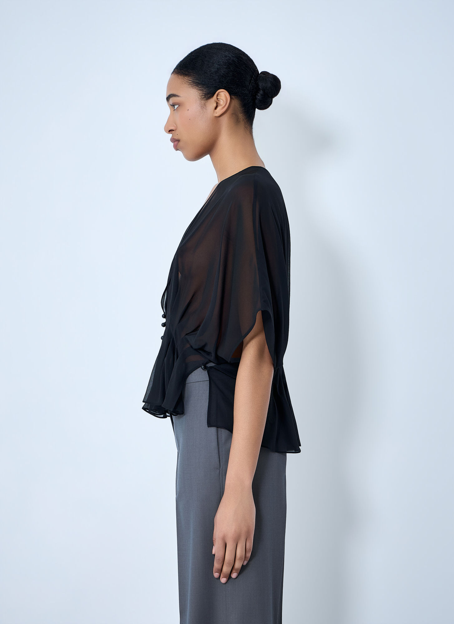  Max Mara Max Mara Sheer Button-front Blouse - Frau Tops Black S 