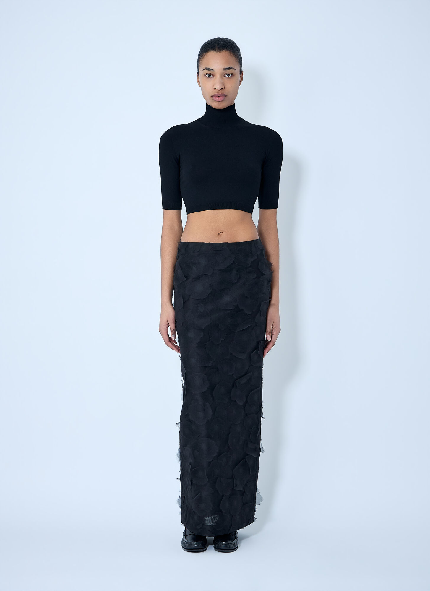  Max Mara Max Mara High-neck Cropped Knit Top - Frau Tops Black M 