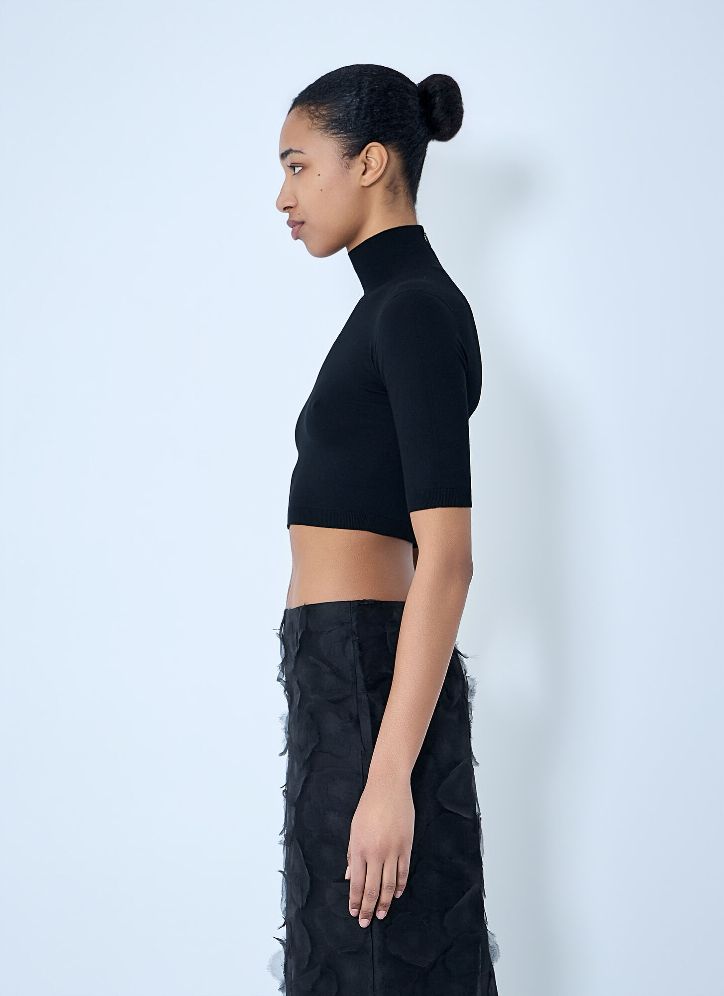  Max Mara Max Mara High-neck Cropped Knit Top - Frau Tops Black M 