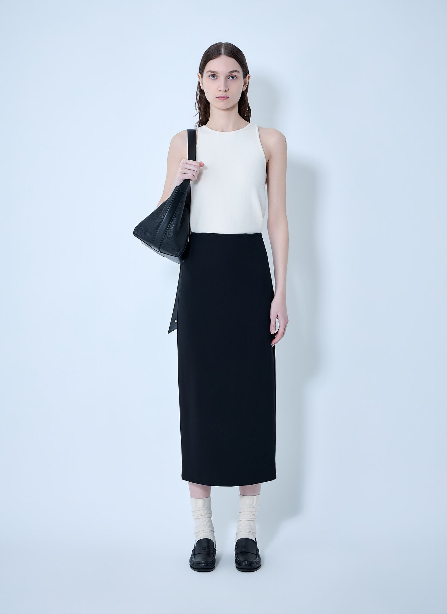 Max Mara Max Mara Compact Crêpe Jersey Midi Skirt - Frau Röcke Black It - 42 