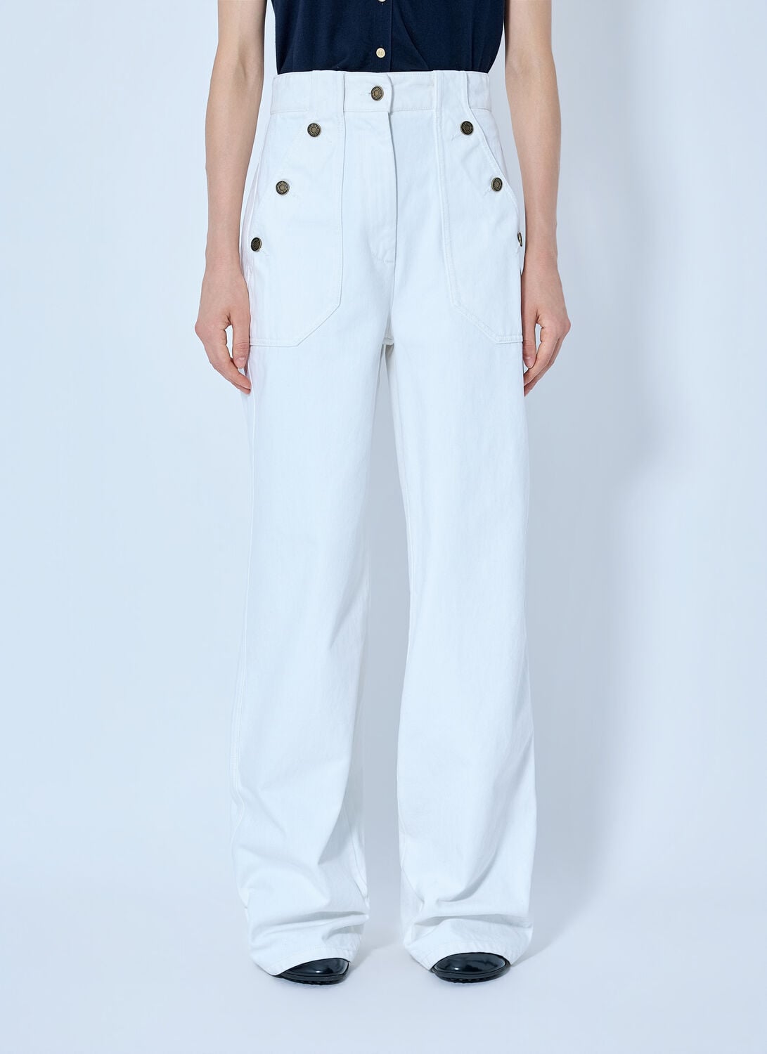 Max Mara Button-detail High-waisted Trousers - Woman Pants White It - 42