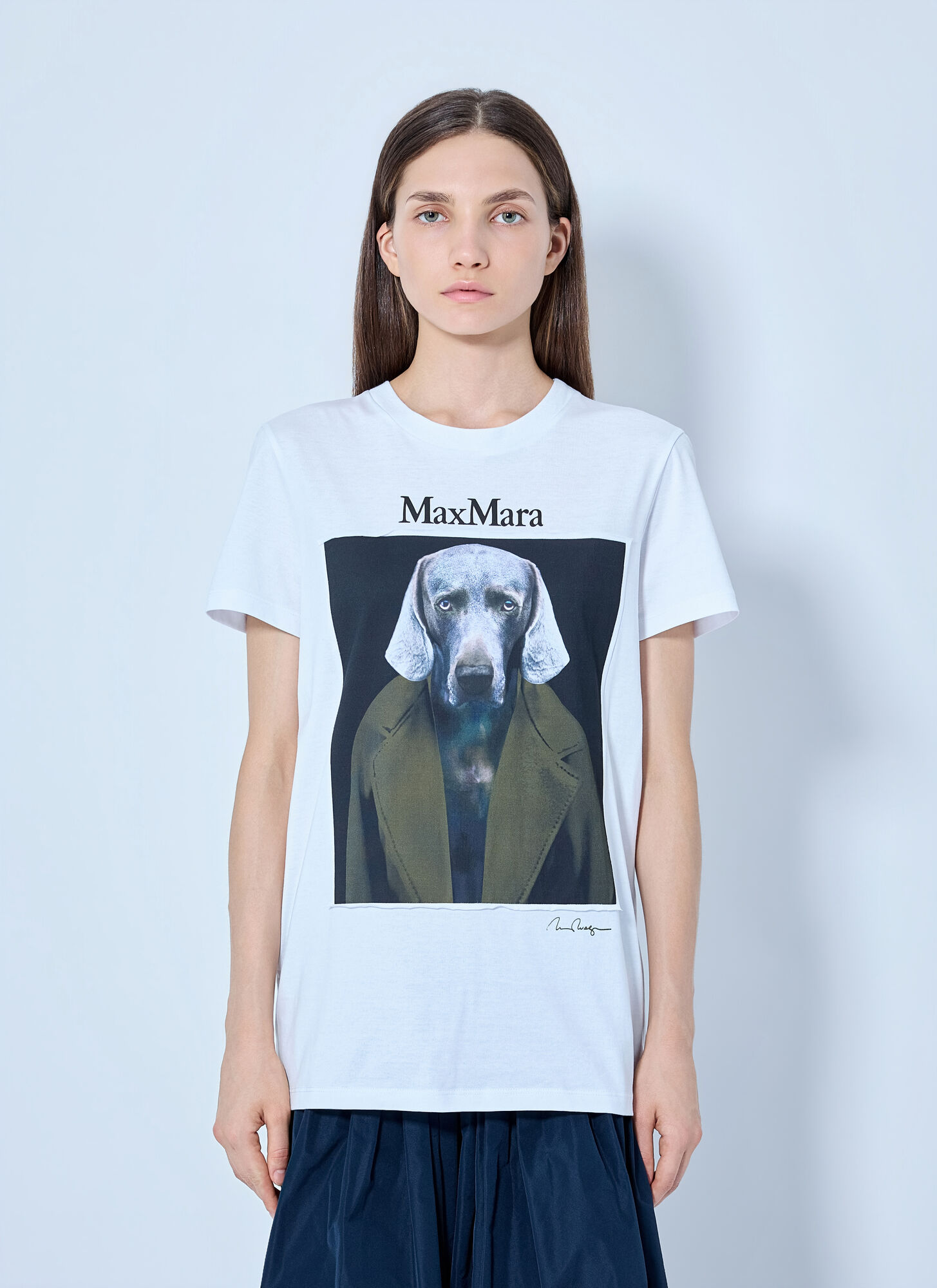 Max Mara Women's White Graphic Print Cotton T-Shirt - Woman T-Shirts S - Image 1