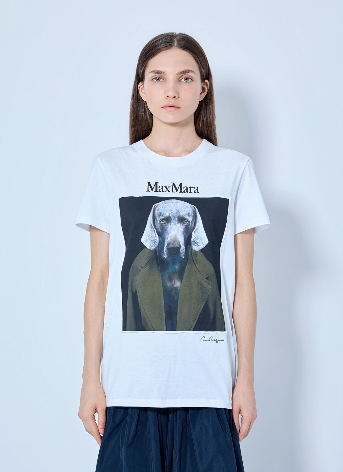 Max Mara Graphic Print Cotton T-shirt - Woman T-shirts White L
