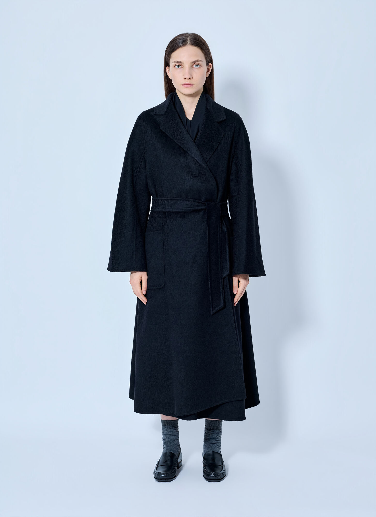 Max Mara Women's Black Belted Cashmere Coat - Woman Coats It - 40