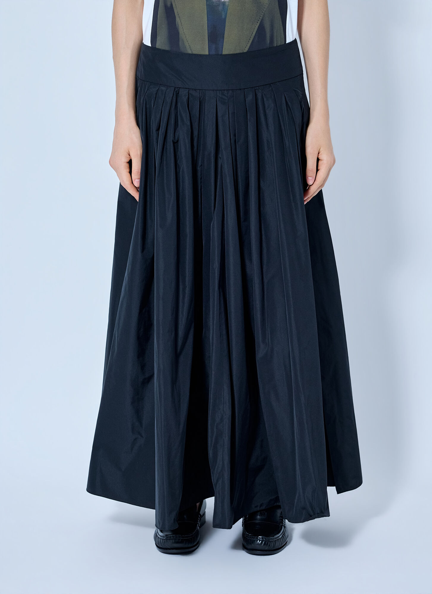 Max Mara Pleated Maxi Skirt In Black
