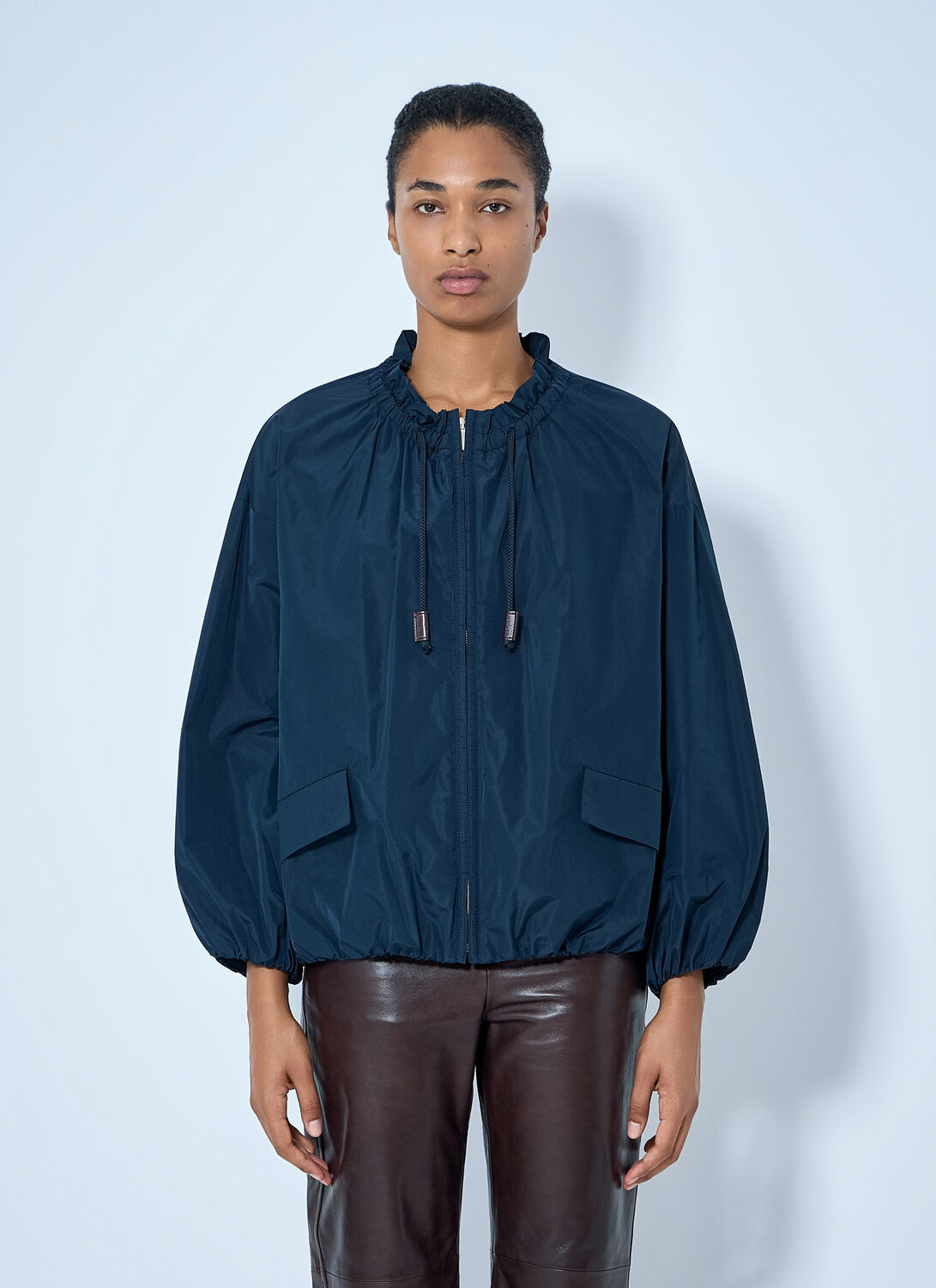 'S Max Mara Water-repellent Taffeta Bomber Jacket - Woman Jackets Navy It - 44