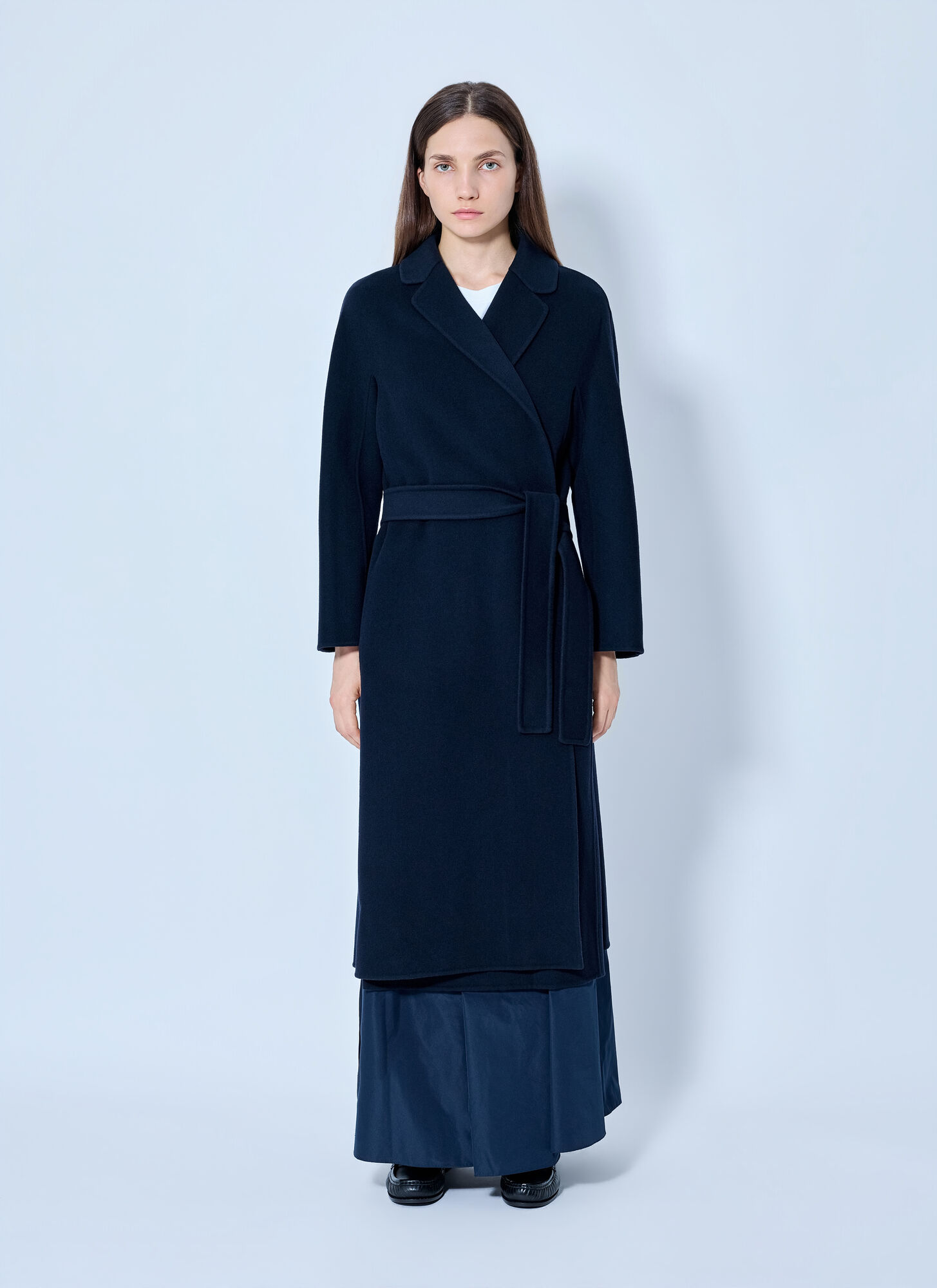 Max Mara Women's Navy Wrap-Around Wool Coat - Woman Coats It - 42