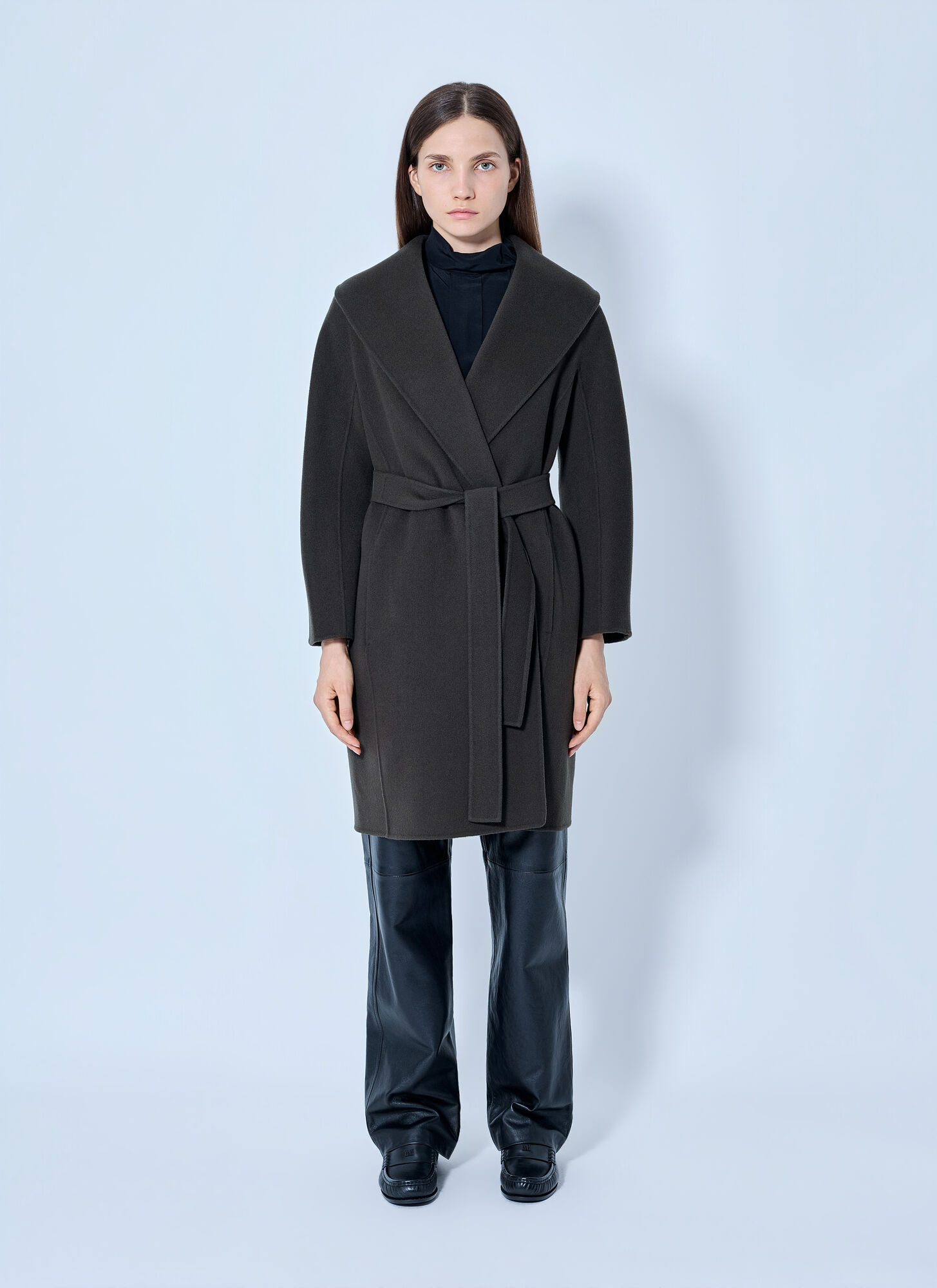 Max Mara Women's Dark Green Shawl Collar Belted Coat - Woman Coats It - 38
