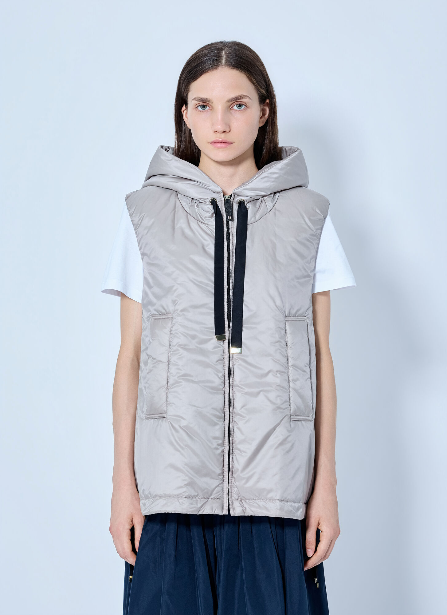 Max Mara Women's Beige Hooded Zip-Up Vest - Woman Jackets It - 36