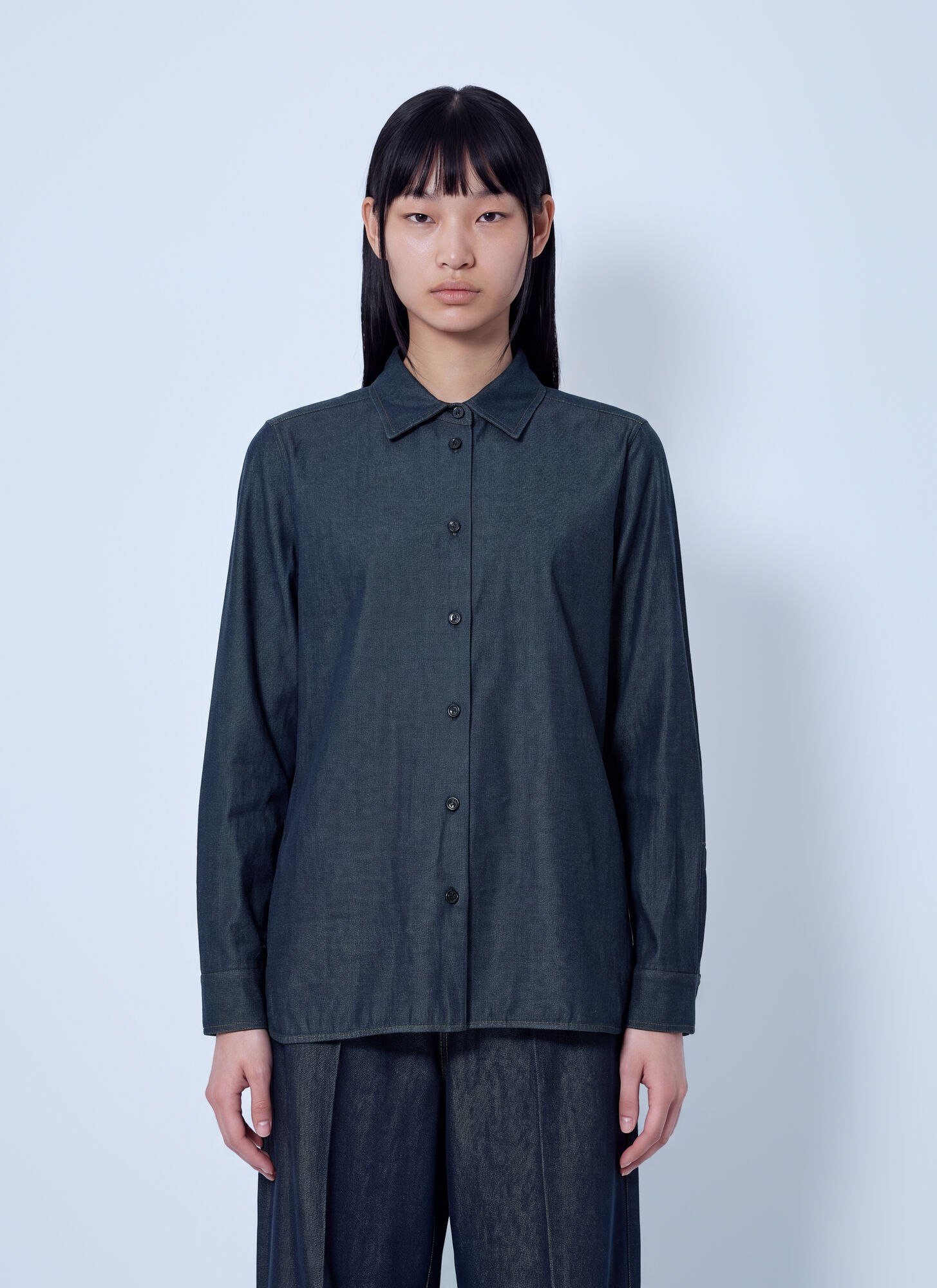 Max Mara Women's Navy Button-Down Denim Shirt - Woman Shirts It - 44