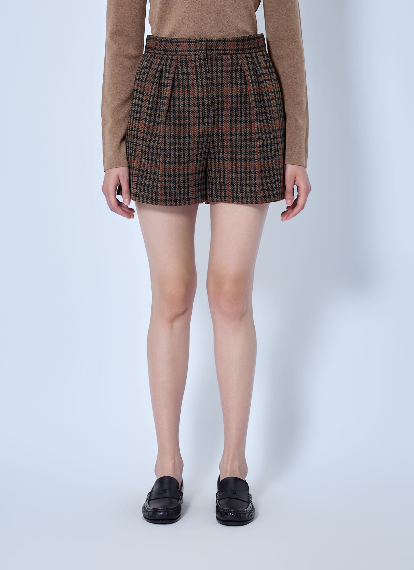 Max Mara Women's Brown Pleated Check Shorts - Woman Shorts It - 42