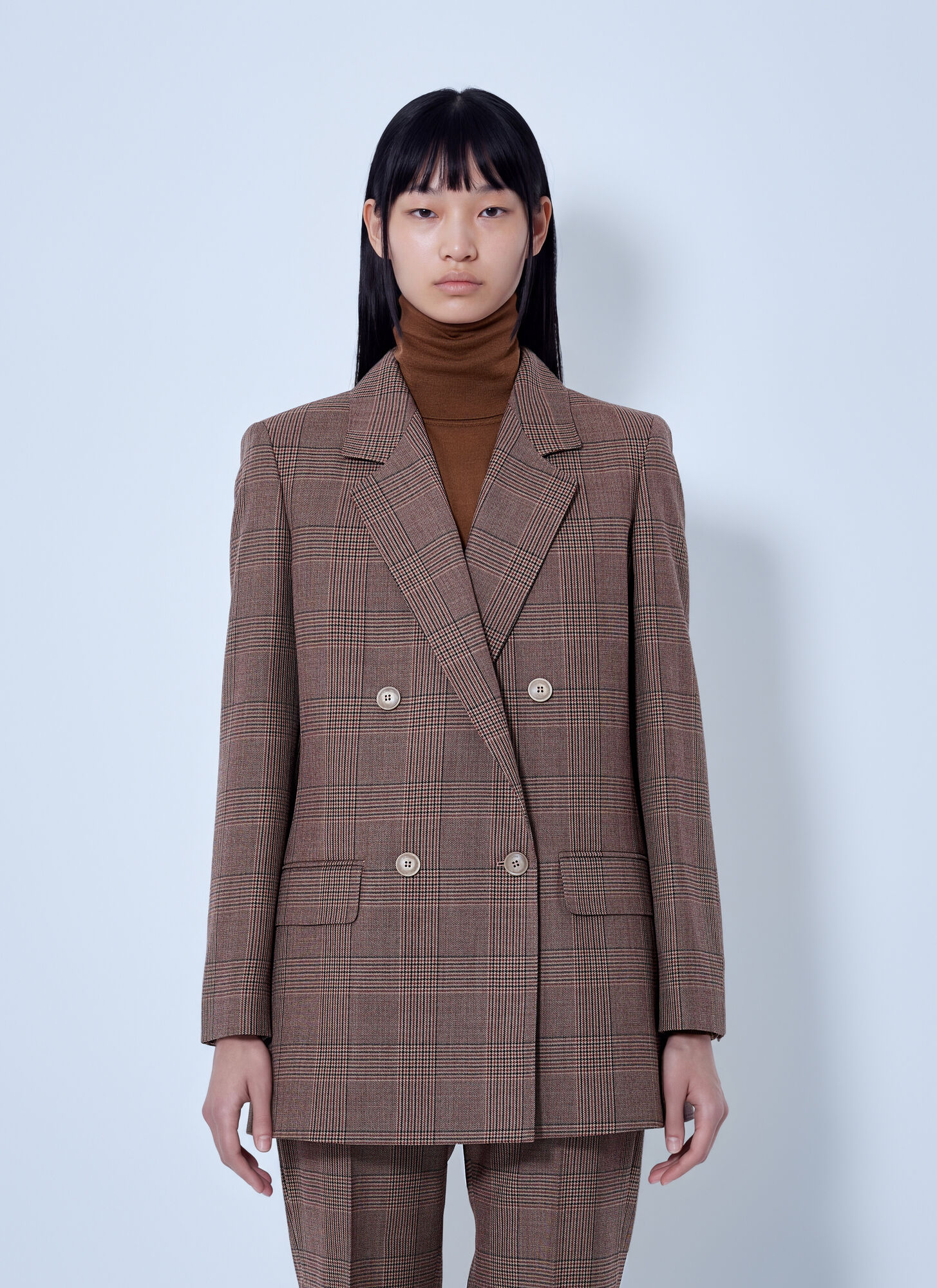 Max Mara Double-Breasted Checked Blazer - Woman Blazers Brown It - 40