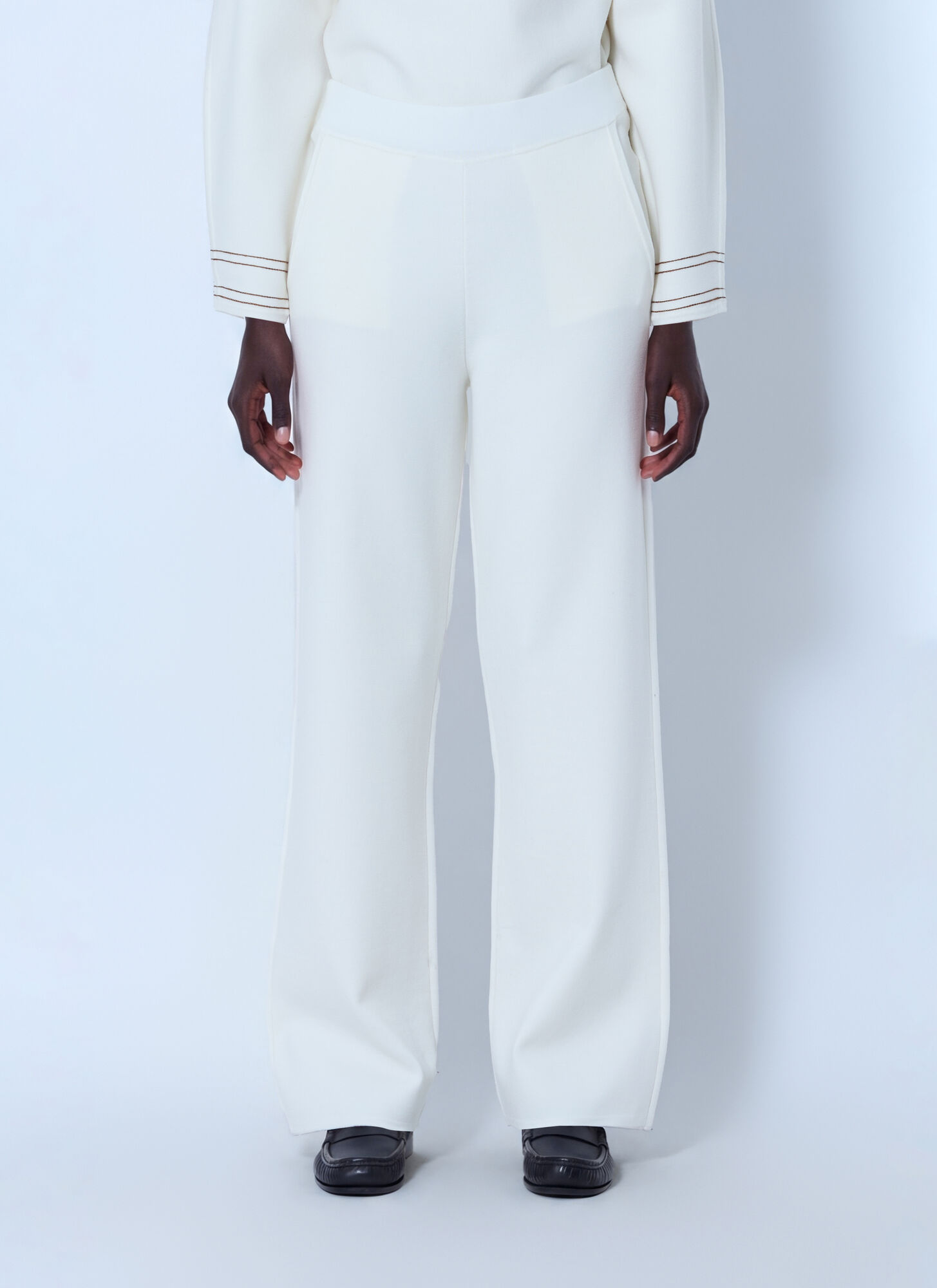 Max Mara Donna Bianco Wide-Leg Tailored Trousers - Woman Pants S