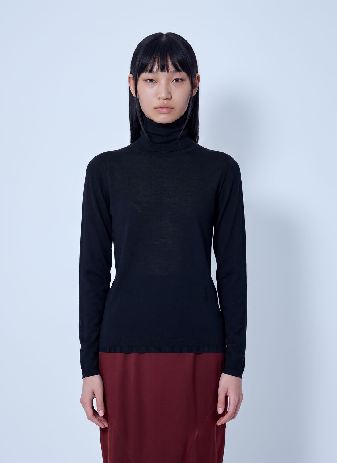 Max Mara Turtleneck Wool Sweater - Woman Knitwear Black L