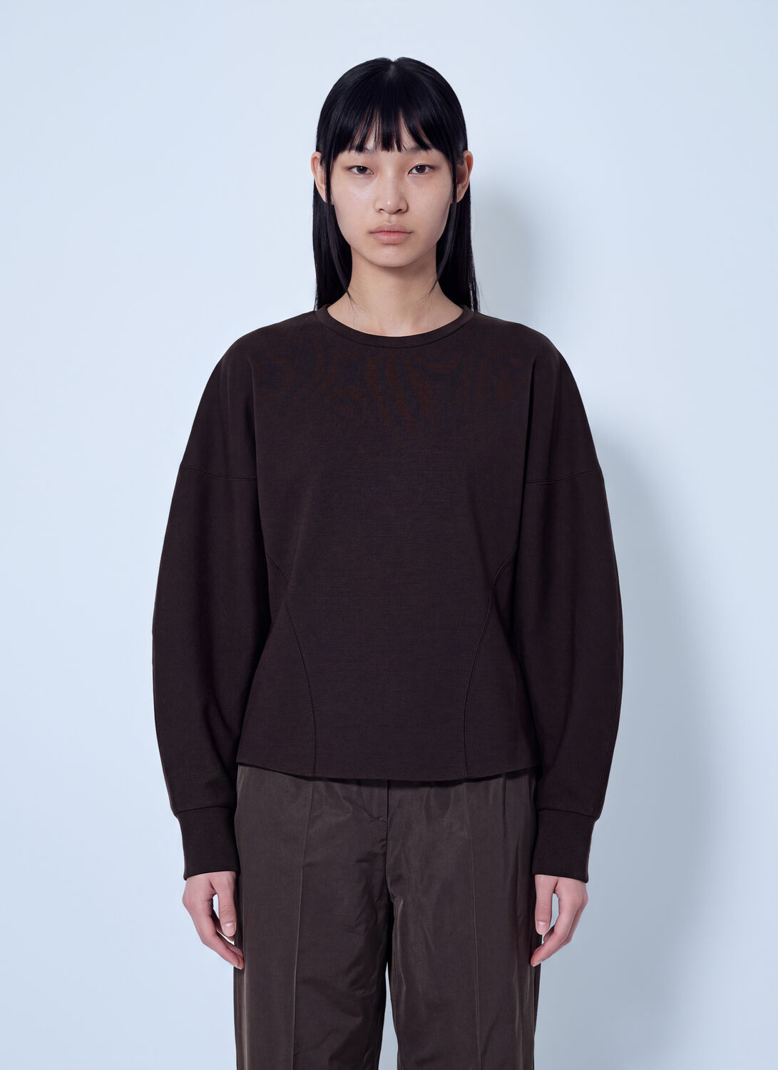 Max Mara Structured Crewneck Sweatshirt - Woman Sweatshirts Dark Brown It - 42