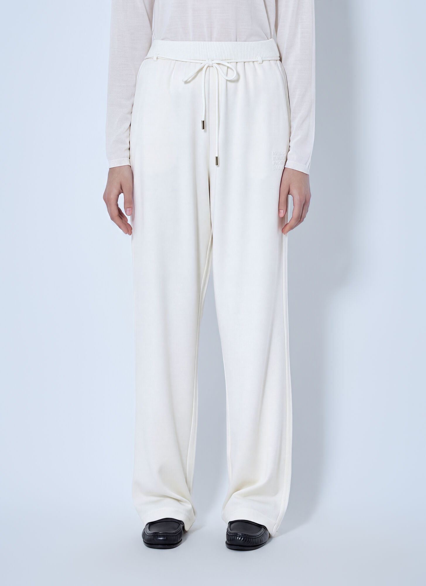 Max Mara Women's White Drawstring Wide-Leg Trousers - Woman Pants L