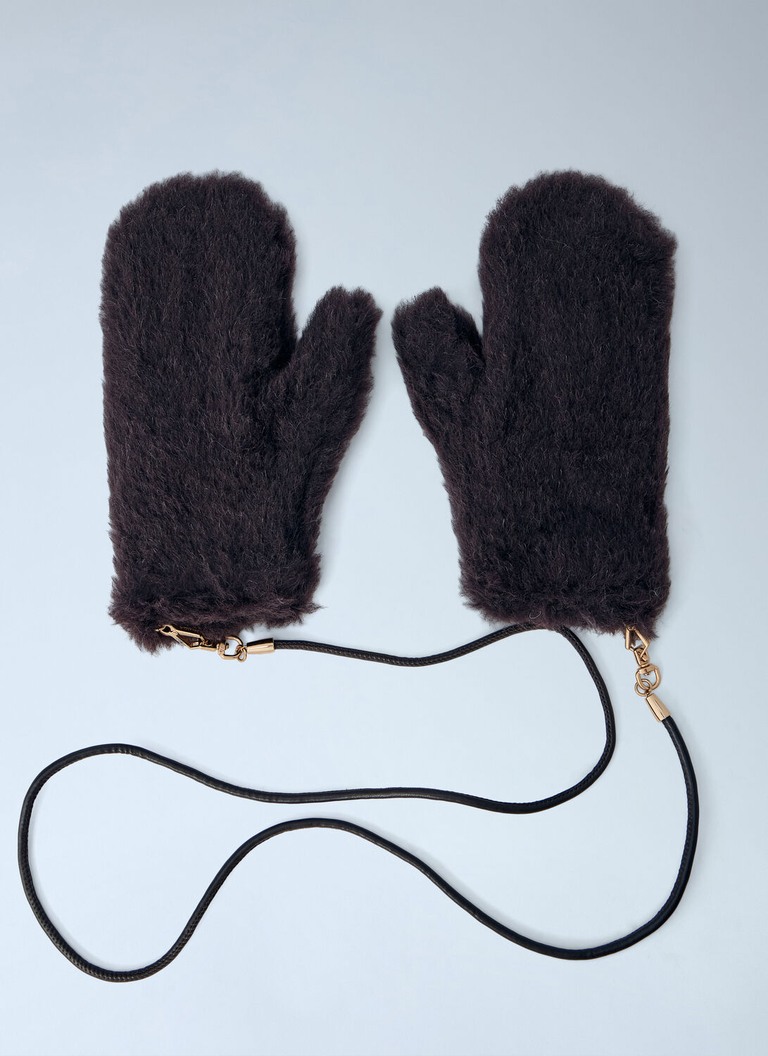 Max Mara Ombrato Teddy Fabric Mittens - Woman Gloves Burgundy S - M