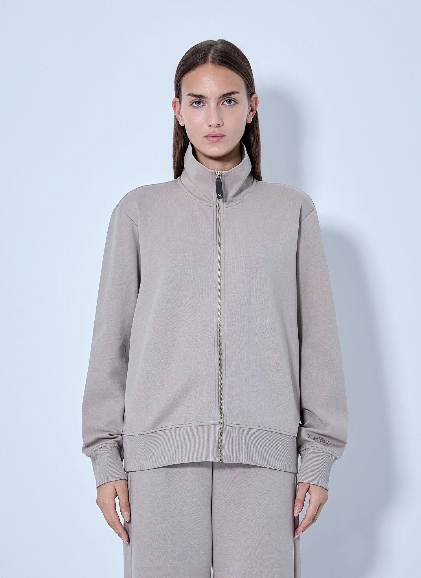 'S Max Mara Women's Beige Cotton-Blend Zip-Up Sweatshirt UK Size 10 - Mytheresa - Image 2