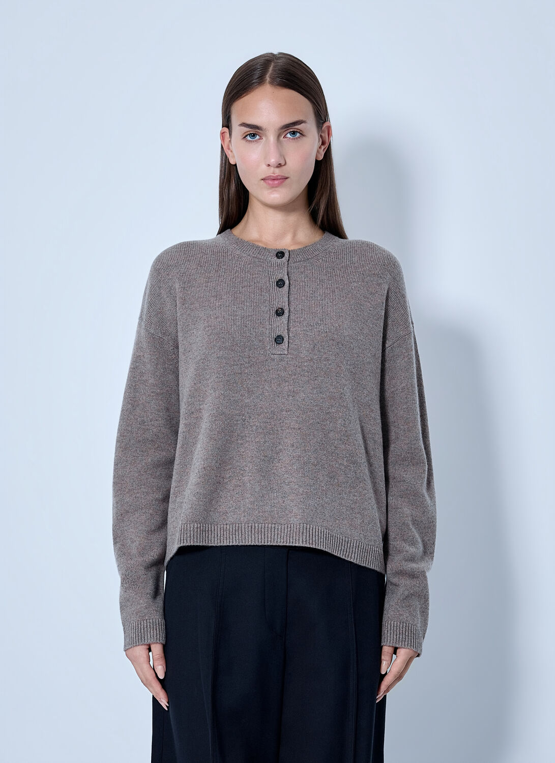 Max Mara Button Placket Knit Sweater - Woman Knitwear Beige S