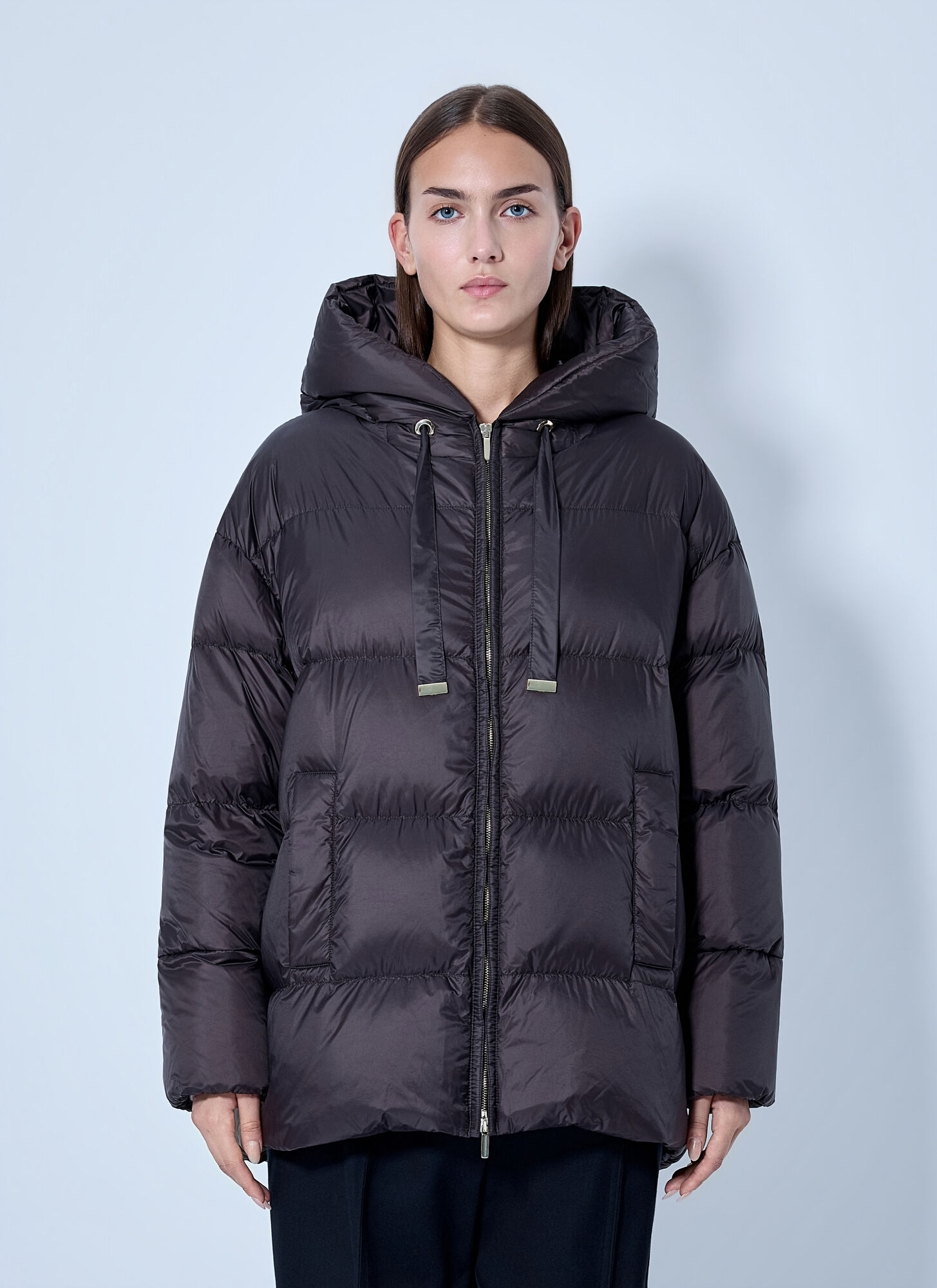 Max Mara The Cube Women's Dark Brown Hooded Puffer Jacket - Woman Jackets It - 44