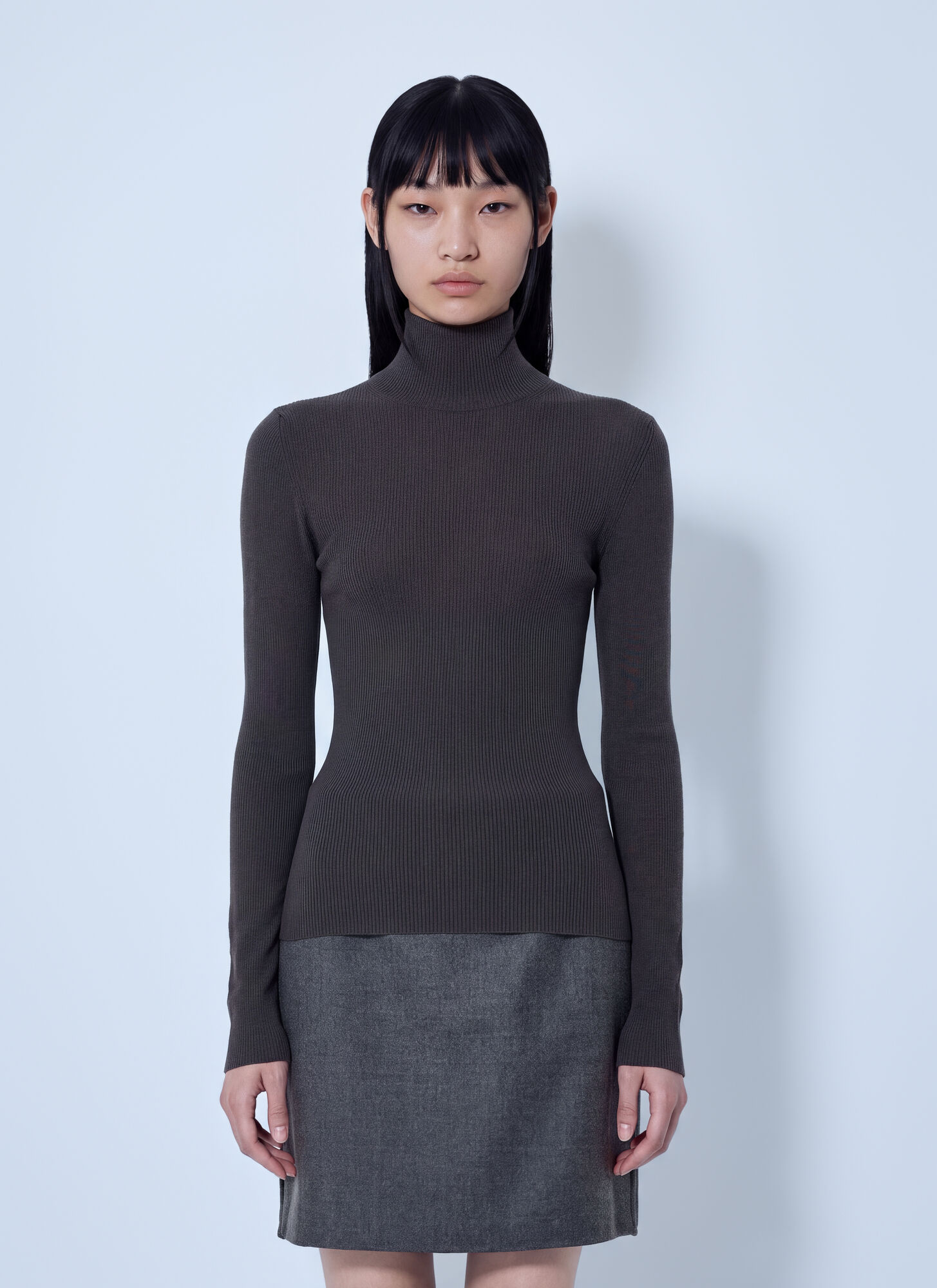 Max Mara Women's Grey Ribbed Turtleneck Sweater - Woman Knitwear S - Image 1