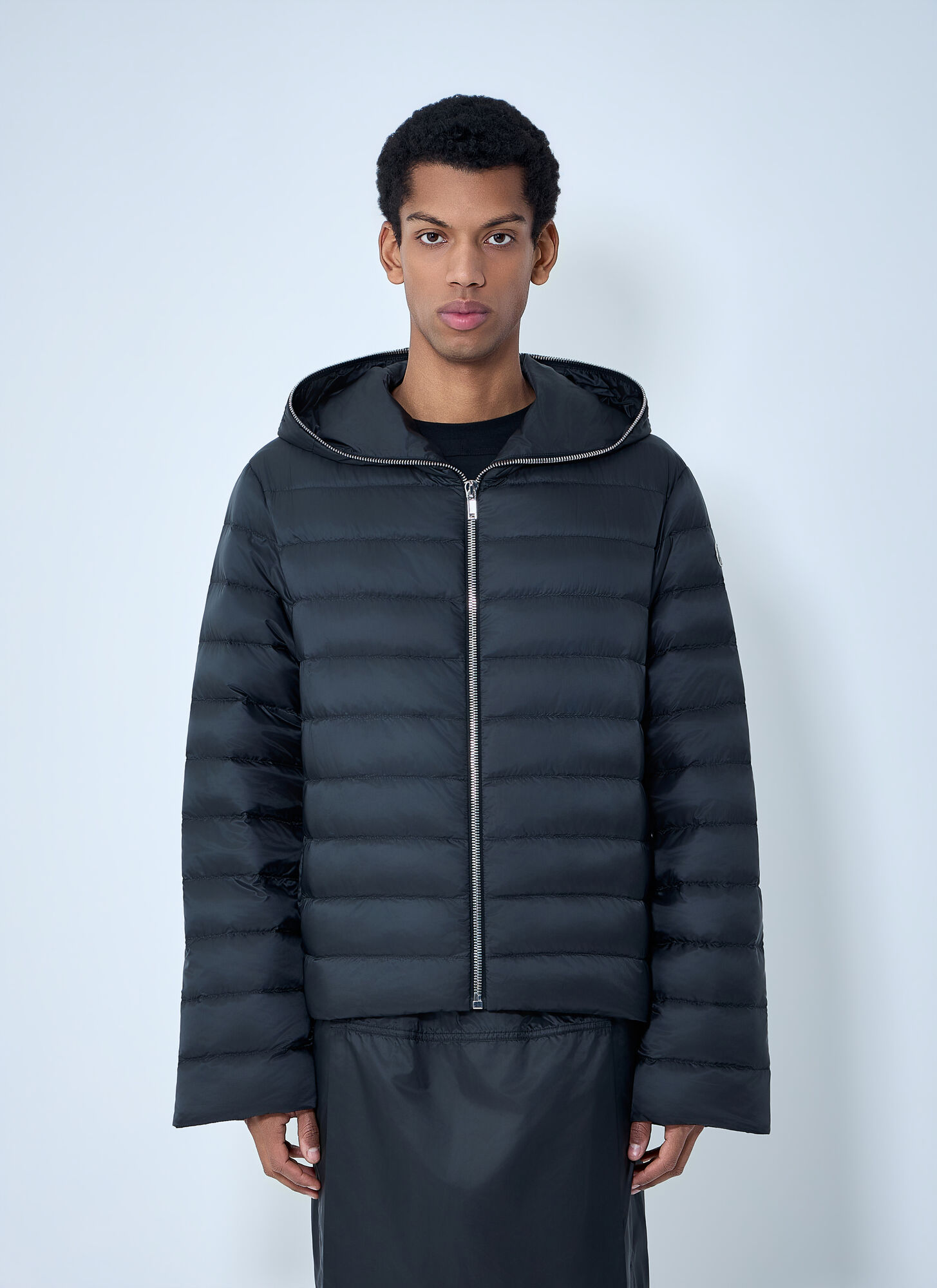 Moncler + Rick Owens Unisex Nero - Hooded Quilted Jacket, Size: 1