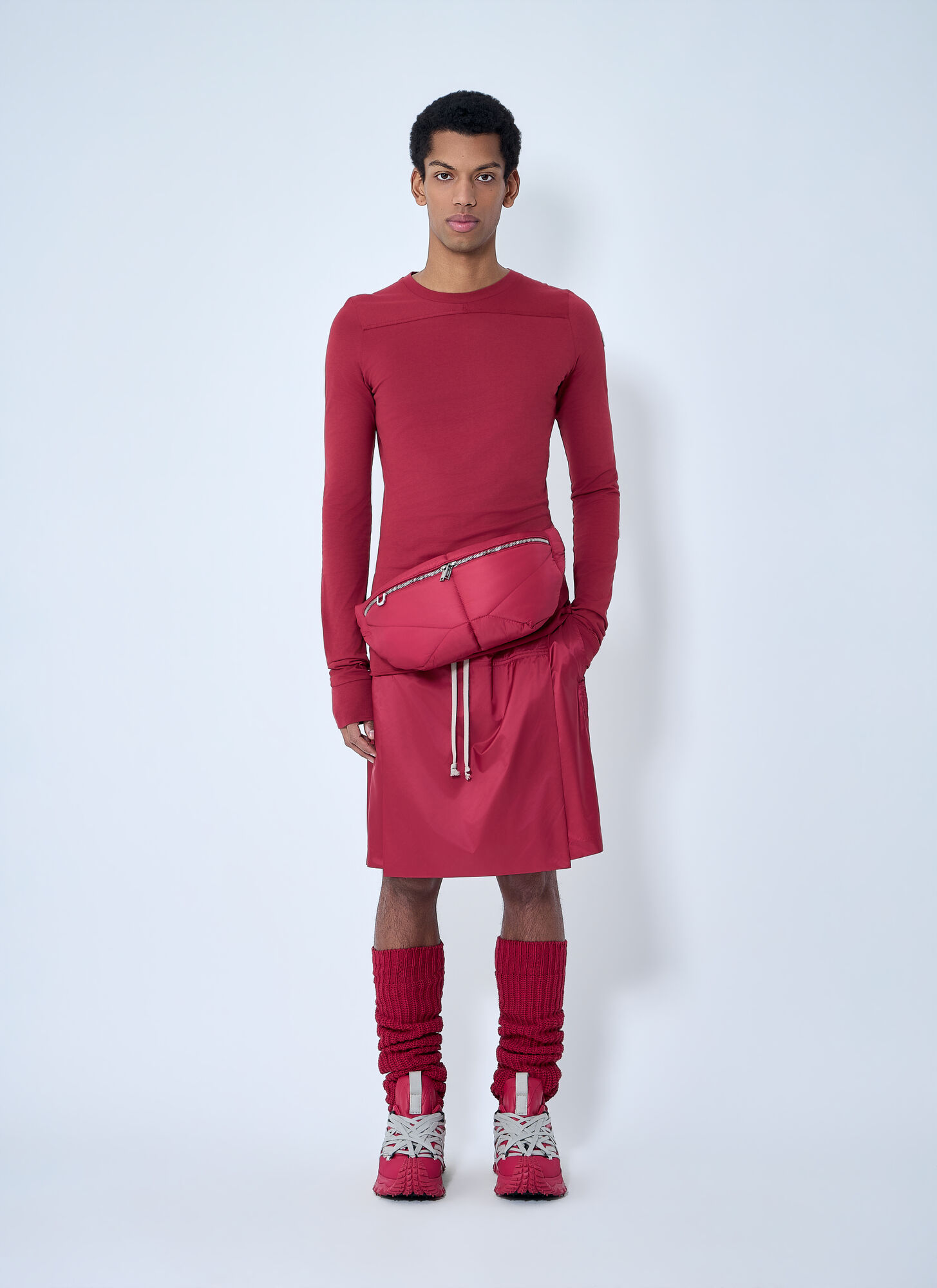  Moncler + Rick Owens Moncler + Rick Owens Drawstring Midi Kilt Shorts -  Shorts Red S 