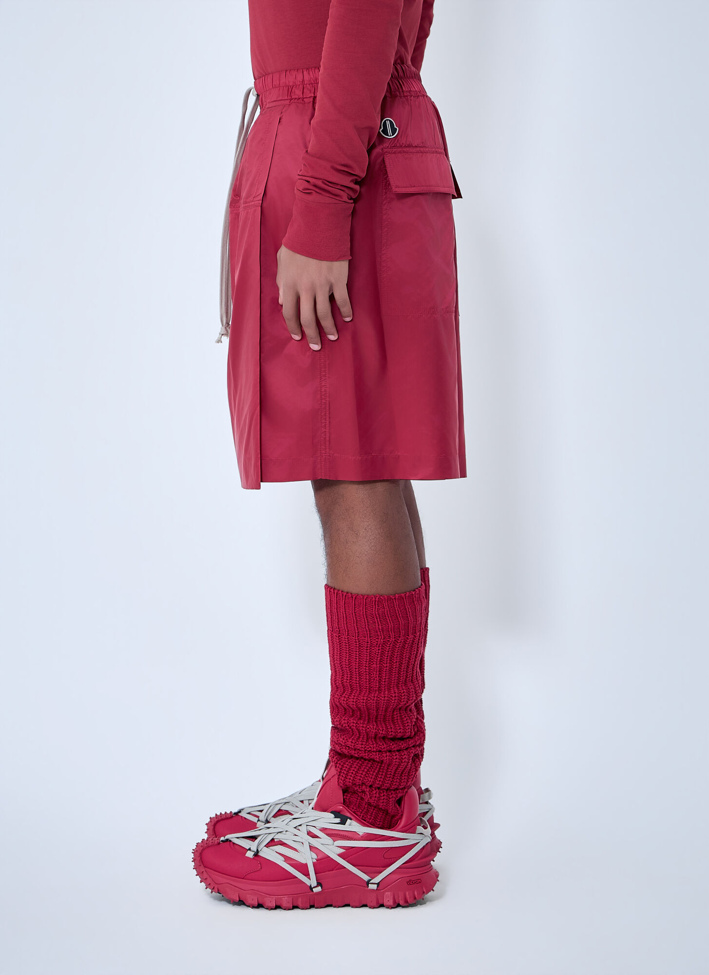  Moncler + Rick Owens Moncler + Rick Owens Drawstring Midi Kilt Shorts -  Shorts Red S 