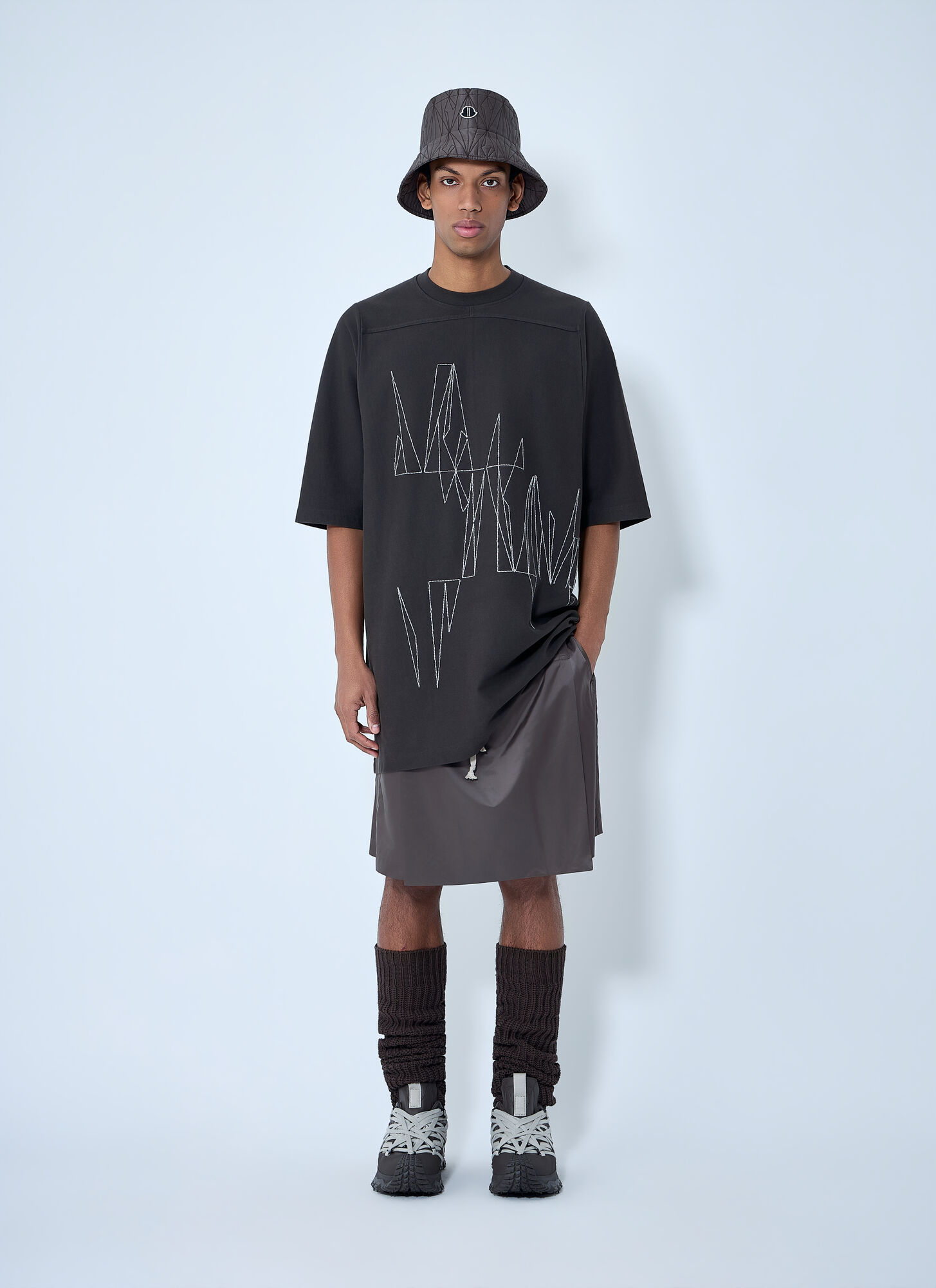  Moncler + Rick Owens Moncler + Rick Owens Drawstring Midi Kilt Shorts -  Shorts Grey M 