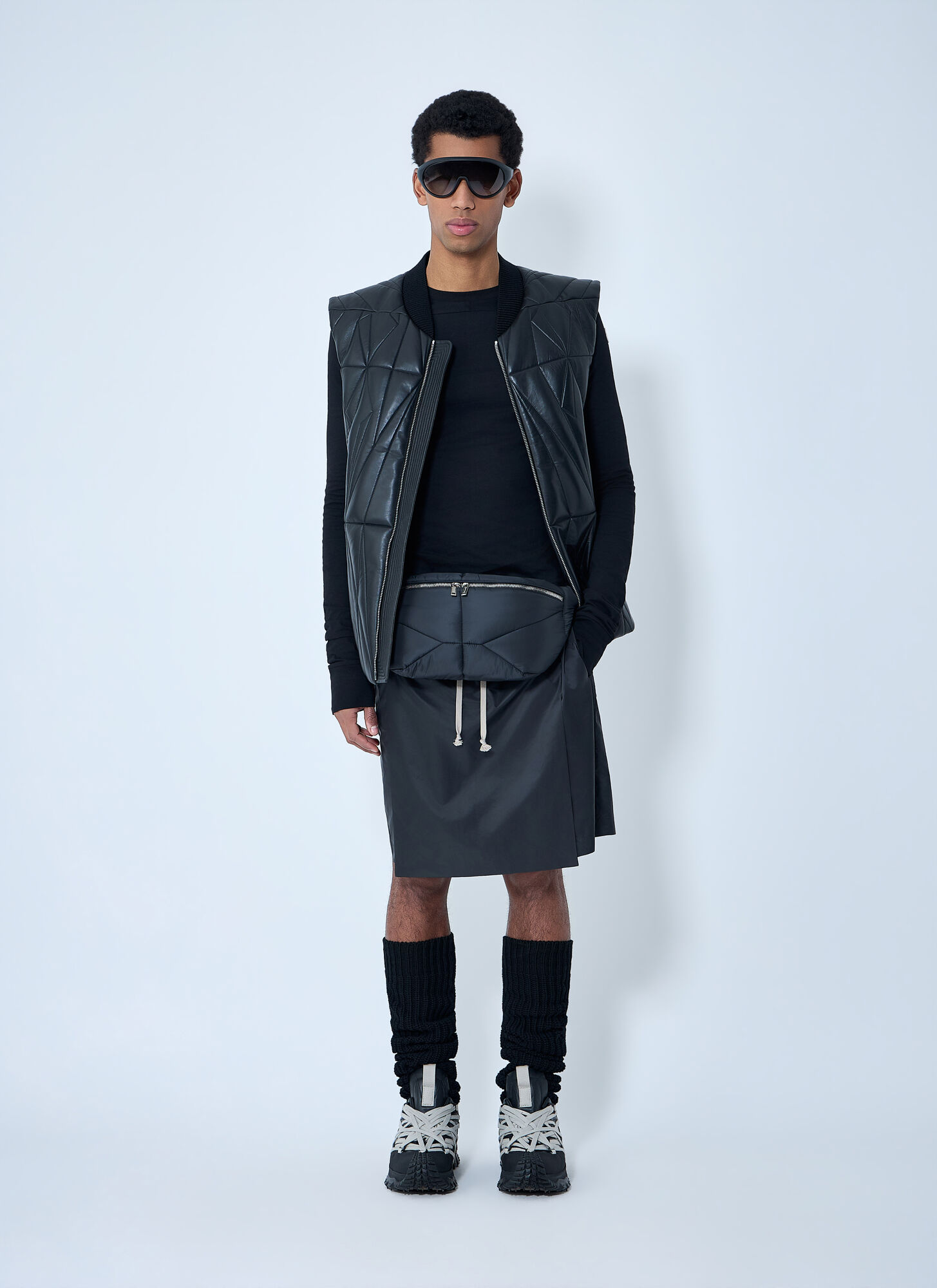  Moncler + Rick Owens Moncler + Rick Owens Drawstring Midi Kilt Shorts -  Shorts Black S 