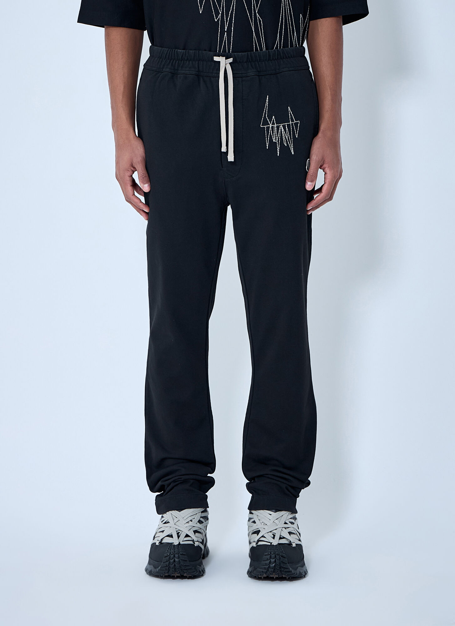 Moncler + Rick Owens Unisex Black Elasticated Waist Drawstring Pants - Track Pants L
