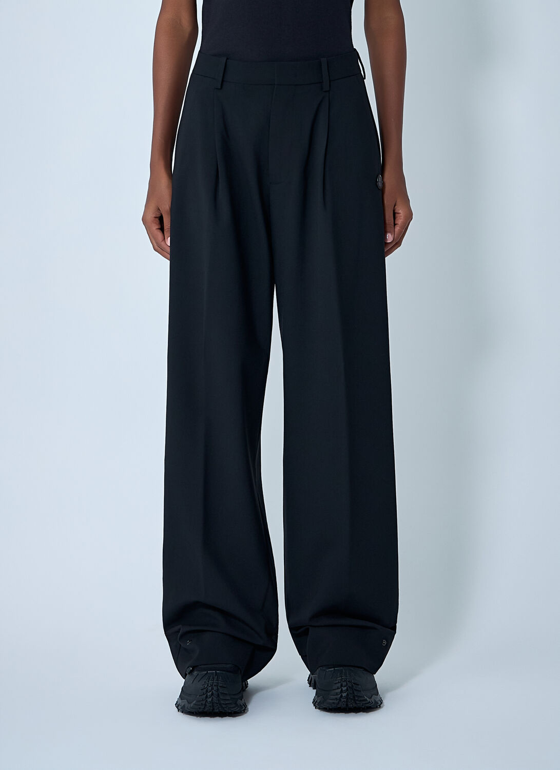 Moncler X Edward Enninful Wool-blend Gabardine Pants In Black