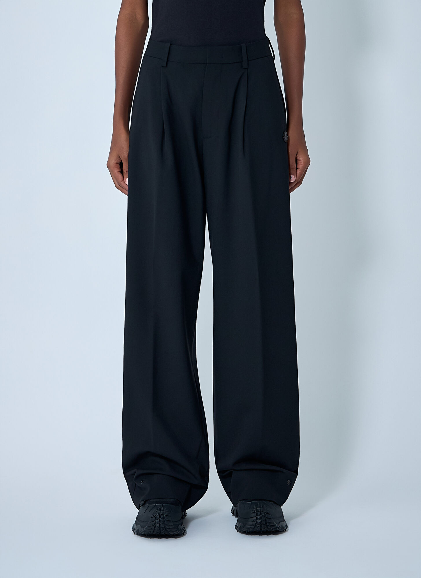 Moncler X Edward Enninful Women's Black Wool-Blend Gabardine Pants - Woman Pants It - 42