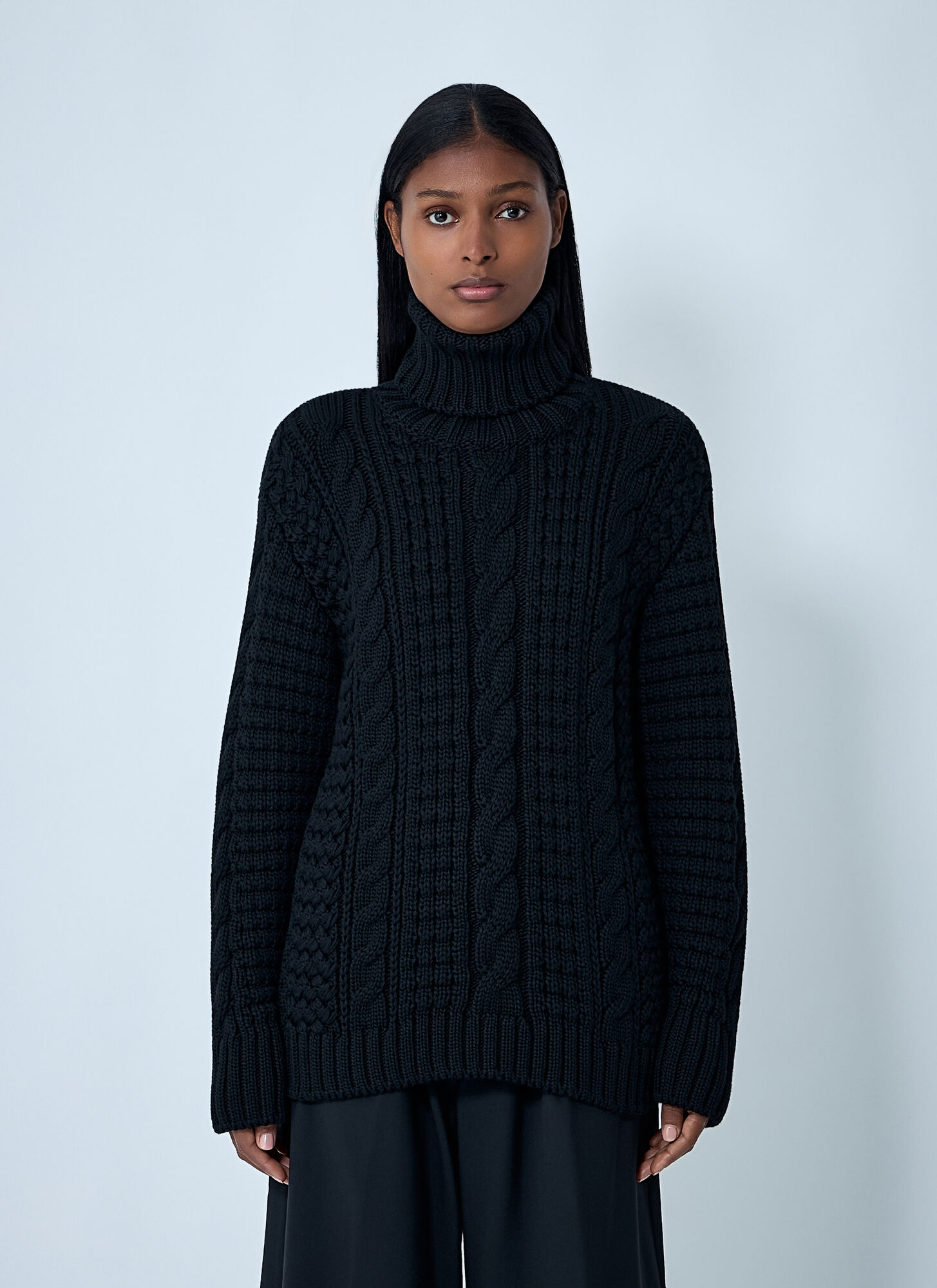 Moncler , Turtlenecks, Female, Black, S, Ee72 Wool Turtleneck Jumper - Image 3