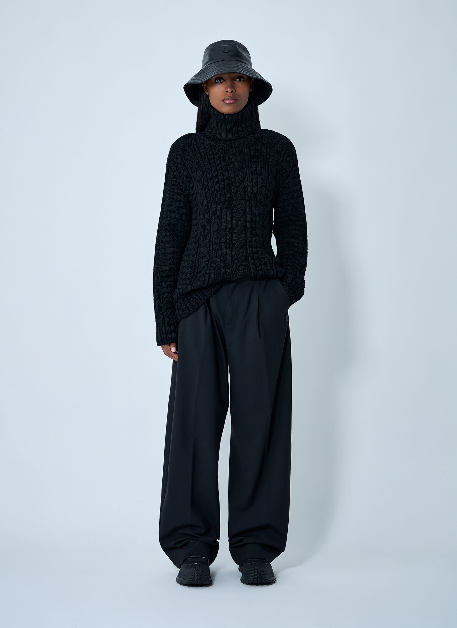  Moncler X Edward Enninful Moncler X Edward Enninful Cable Knit Sweater - Frau Strick Black S 