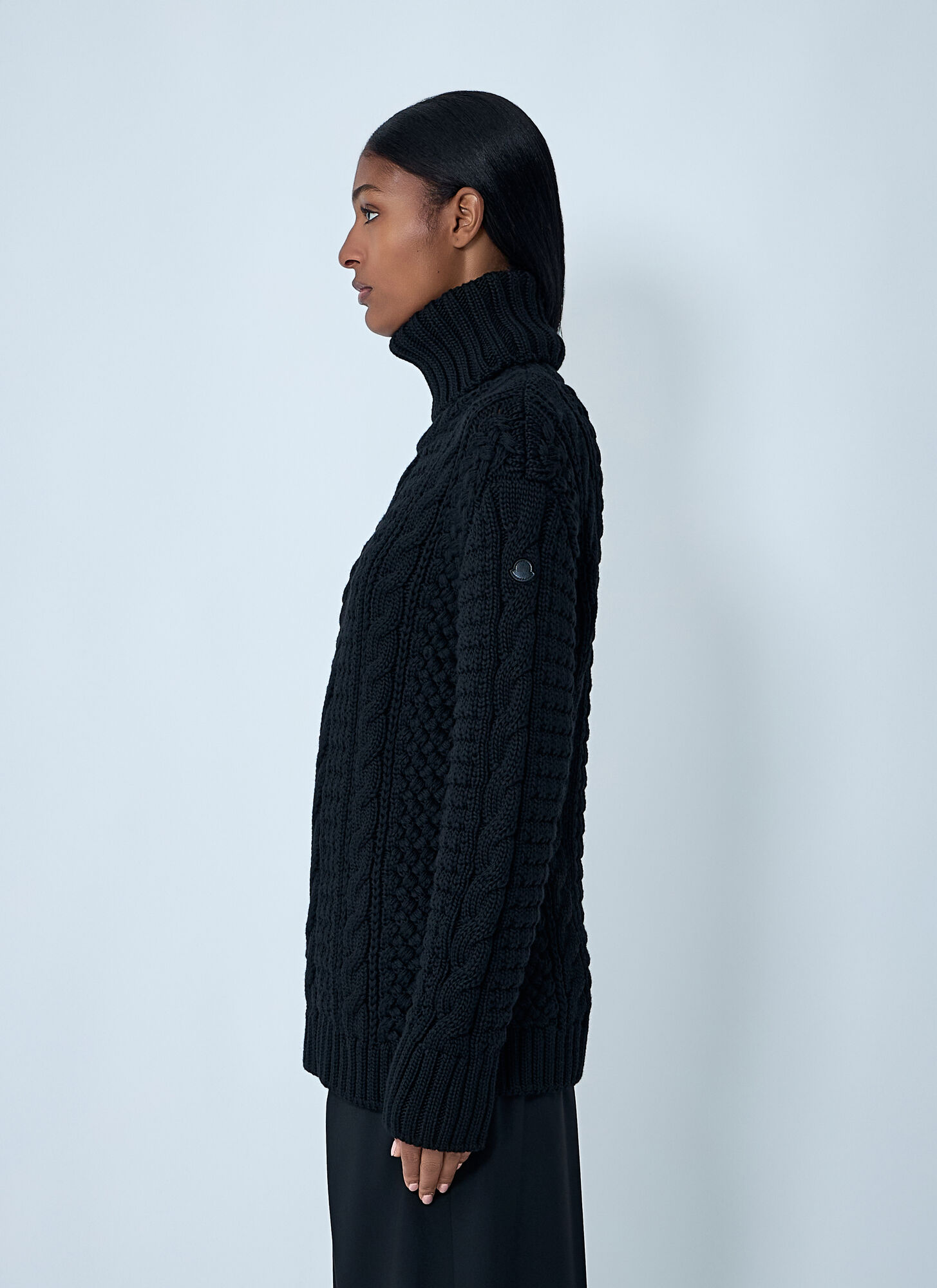 Moncler X Edward Enninful Moncler X Edward Enninful Cable Knit Sweater - Frau Strick Black S 