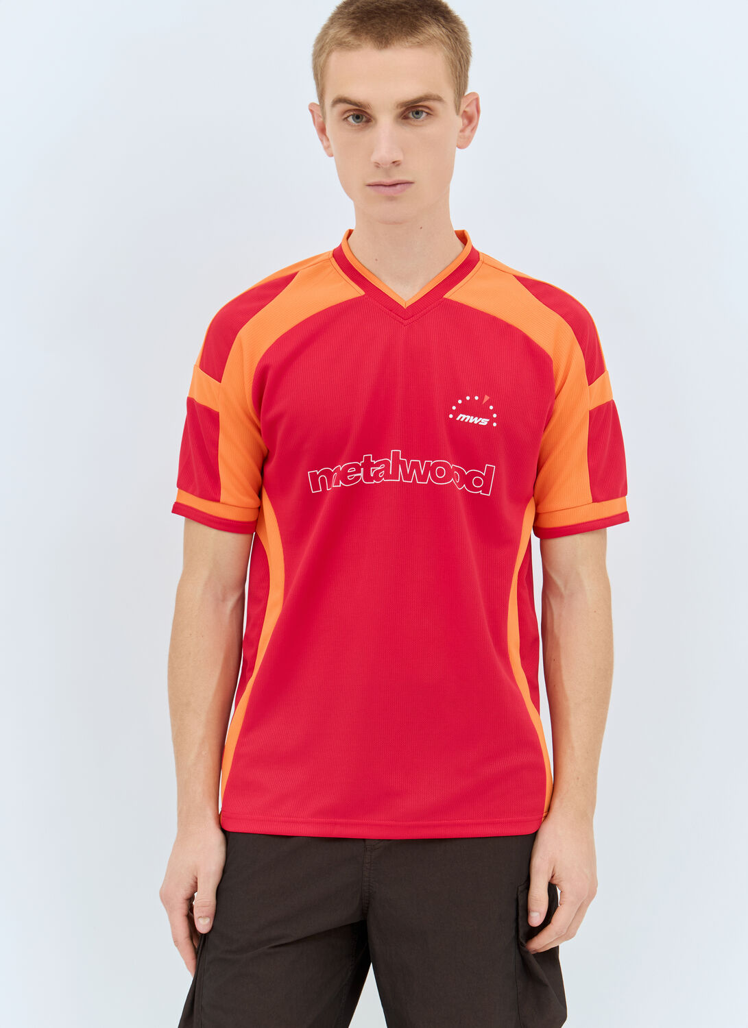 Metalwood Studio Panelled Jersey T-shirt In Red