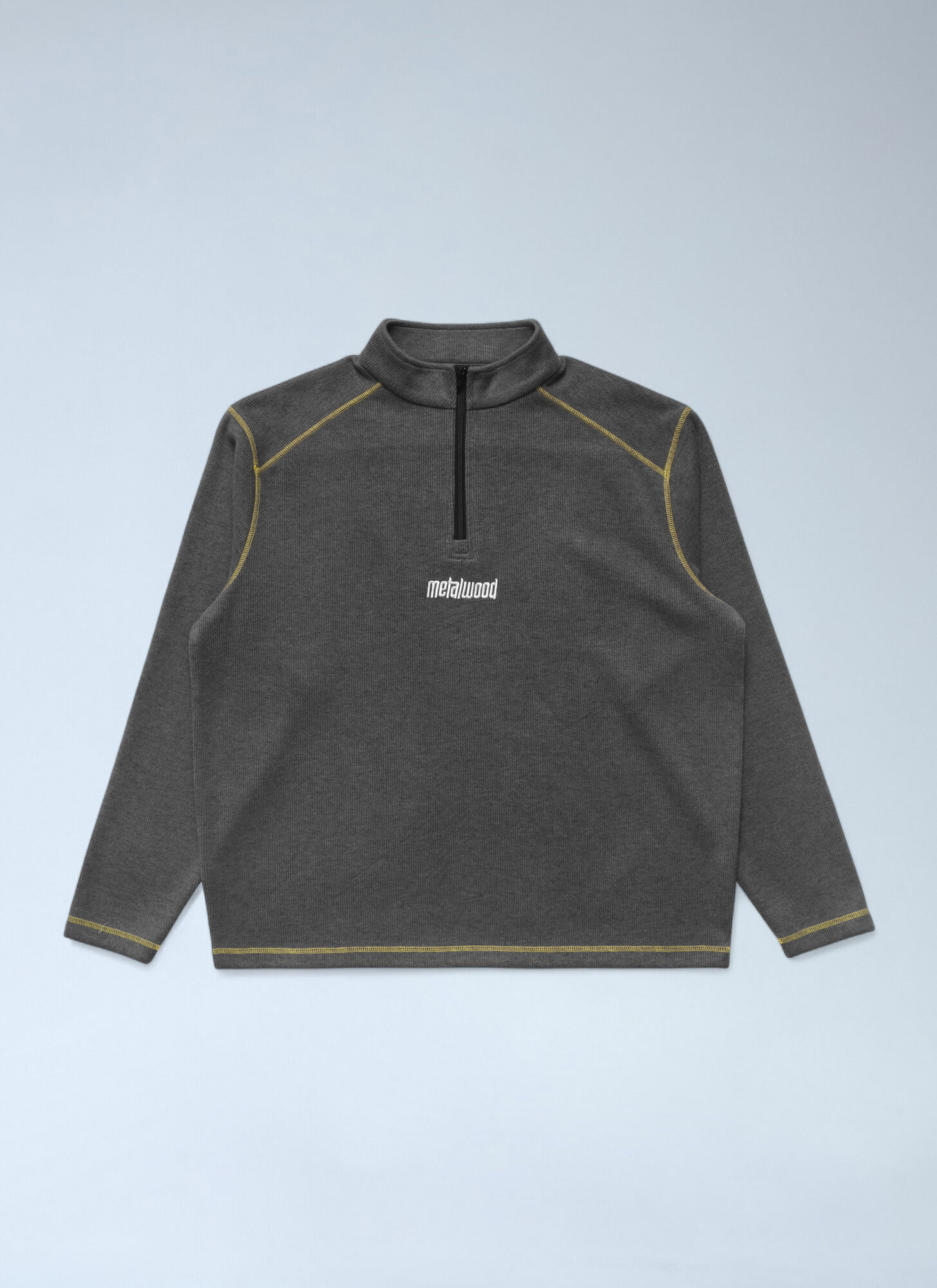 Metalwood Studios Topstitching Zip-up Sweateshirt In Black