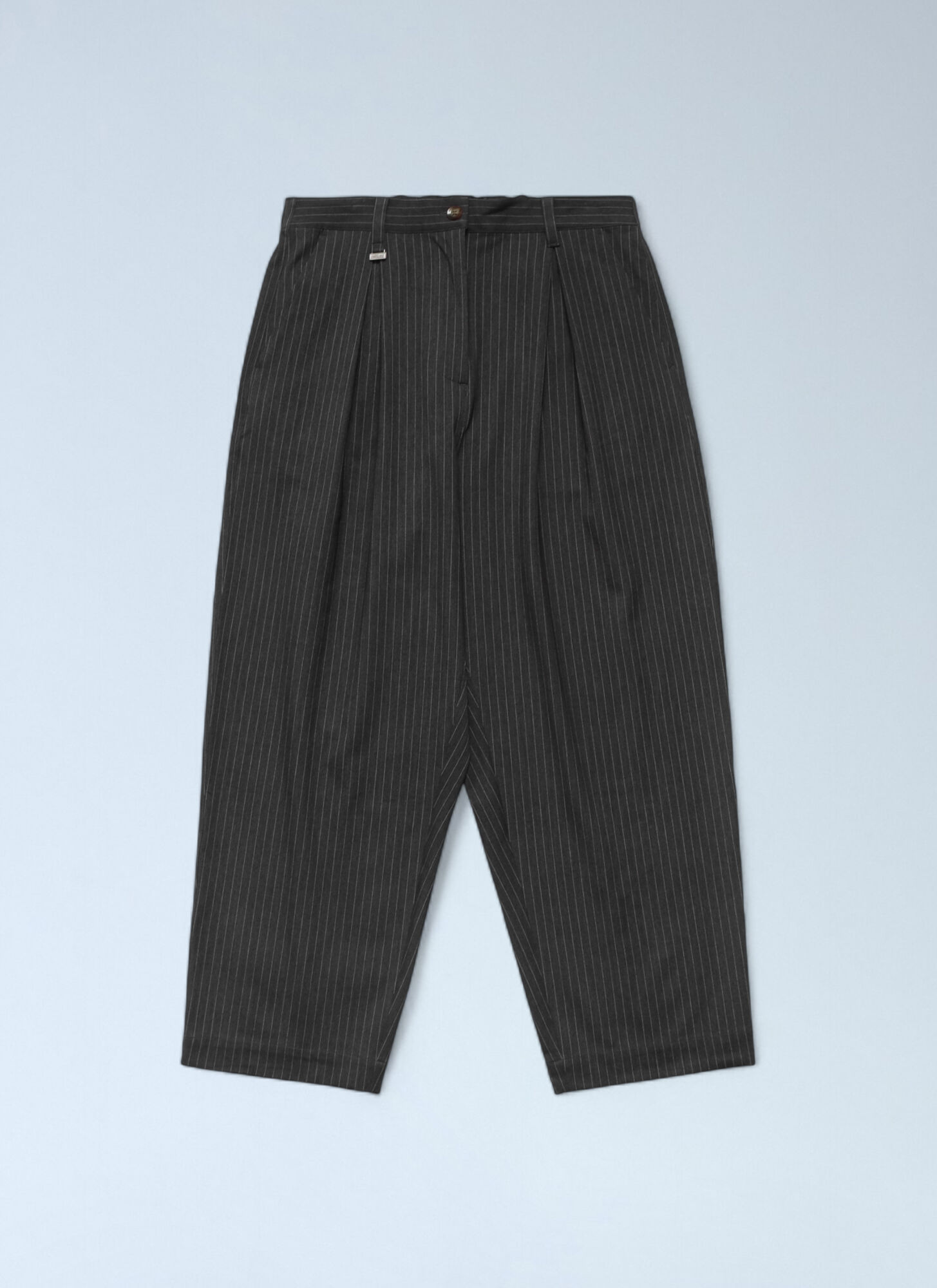 Metalwood Studios Pinstripe Elasticated Waist Pants In Gray